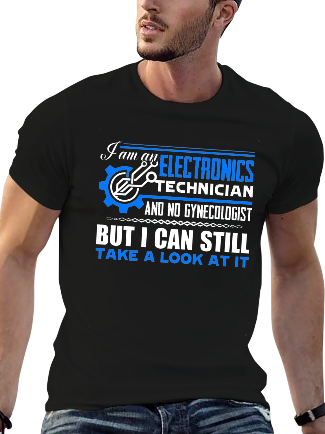Black Electronics Technician T-Shirt view 6