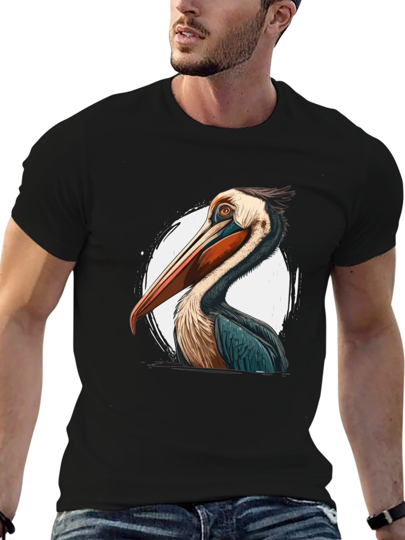 Black Pelican Graphic Tee - Unique Bird Design view 6