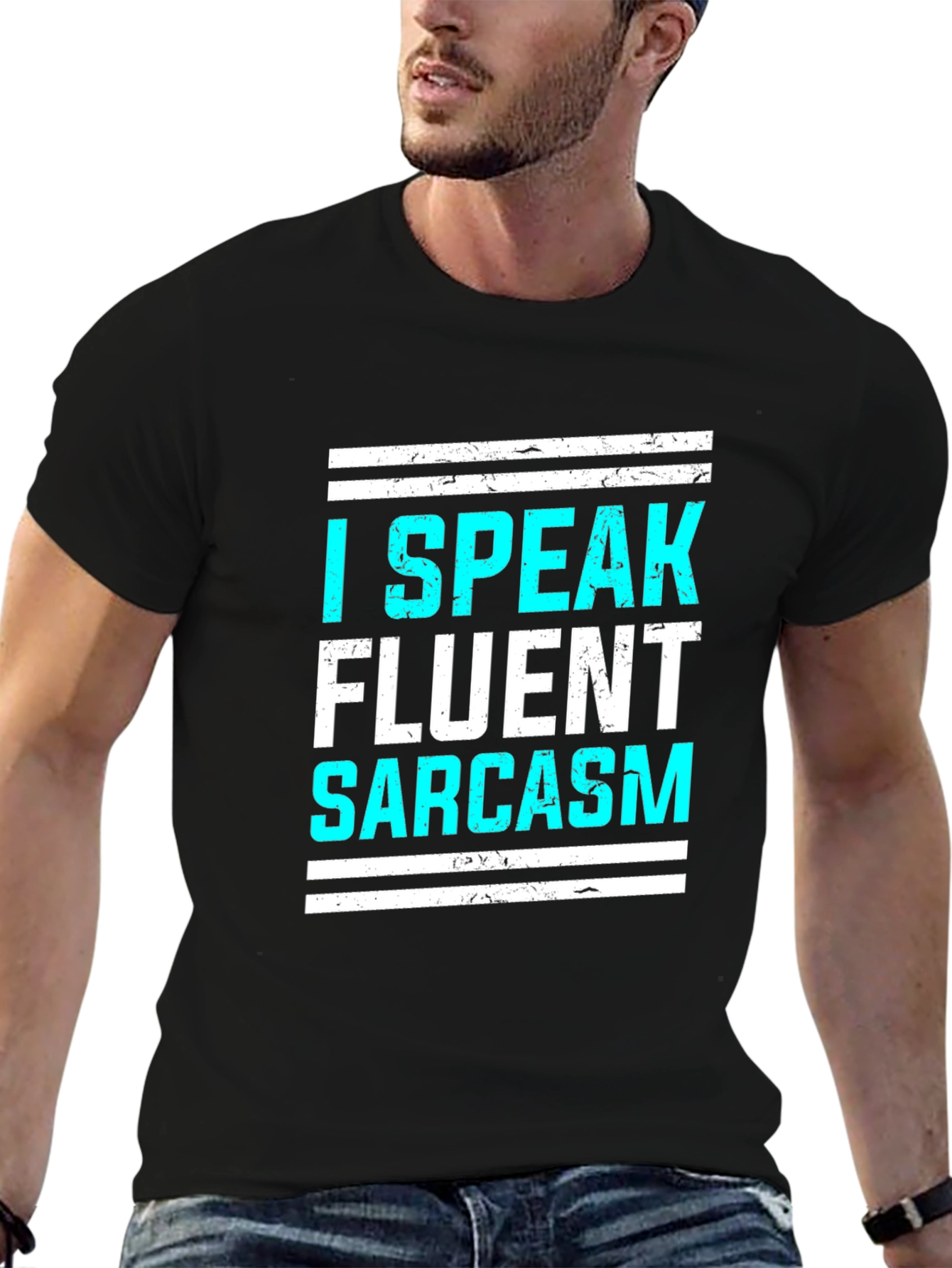 Black I Speak Fluent Sarcasm Graphic T-Shirt view 6