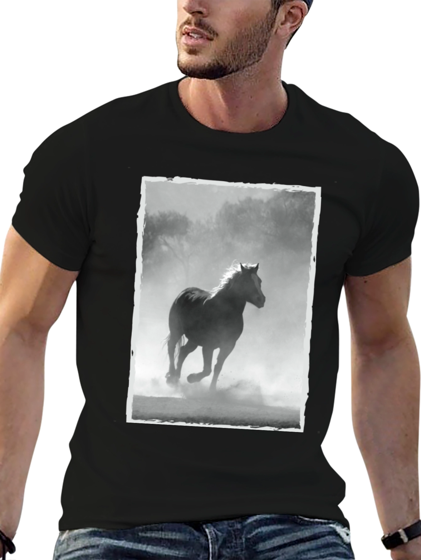 Black Black Horse T-Shirt - Equestrian Style view 6