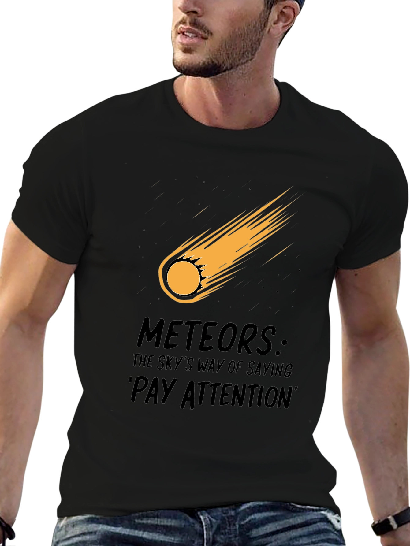 Black Meteor Strike Black T-Shirt - Pay Attention! view 6