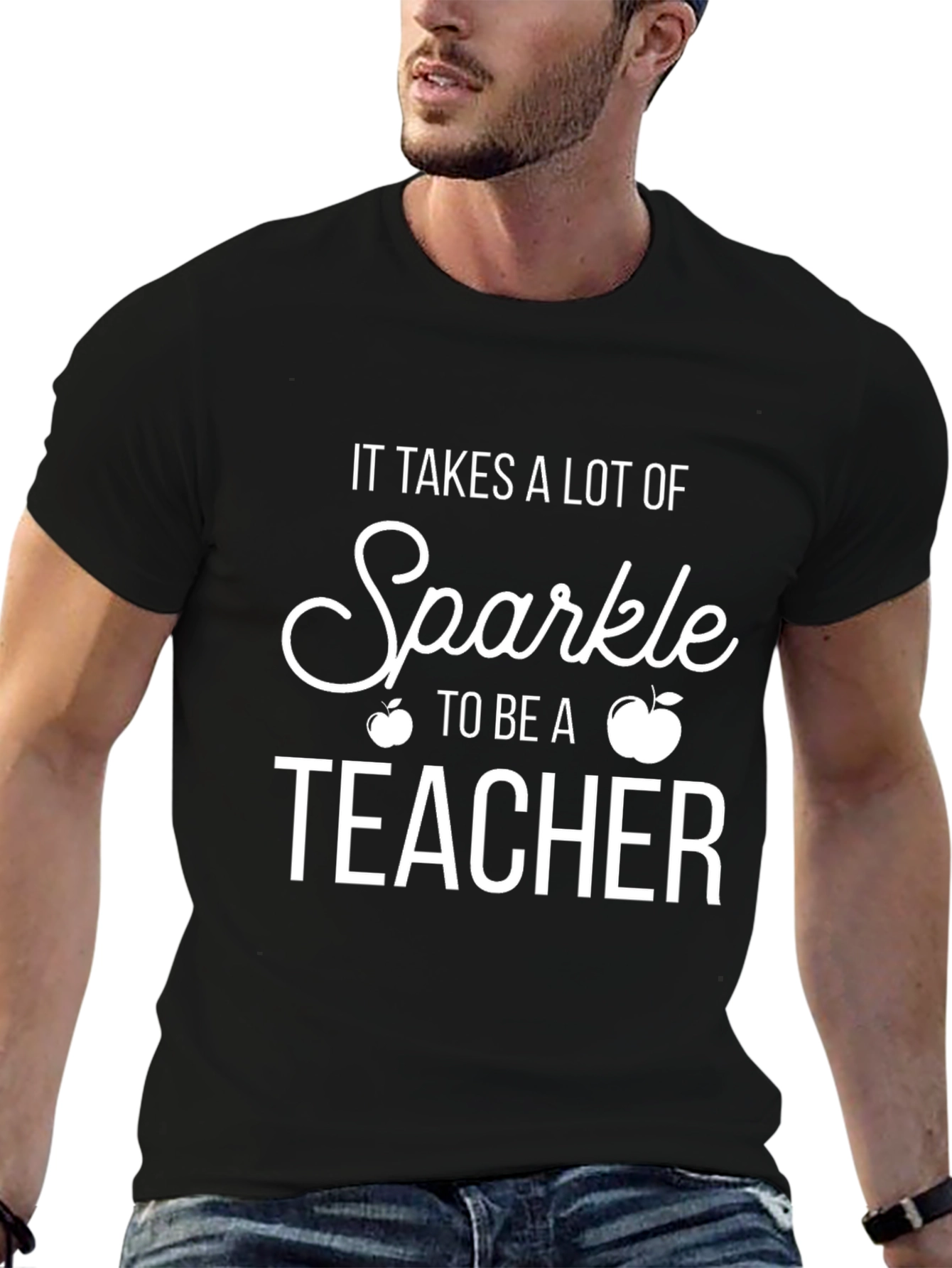 Black Sparkle Teacher T-Shirt - Unique Gift view 6