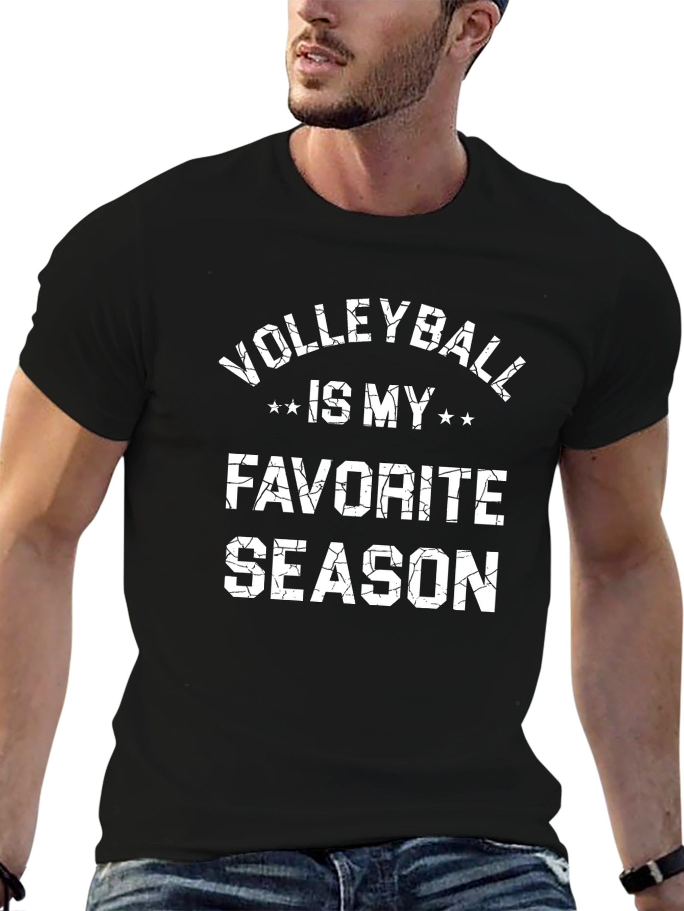 Black Volleyball is My Favorite Season Graphic T-Shirt view 6