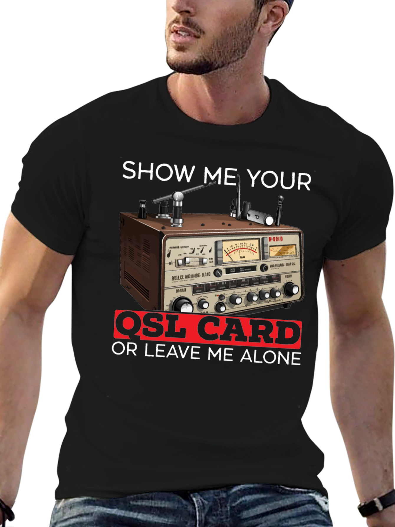 Black Show Me Your QSL Card T-Shirt view 6