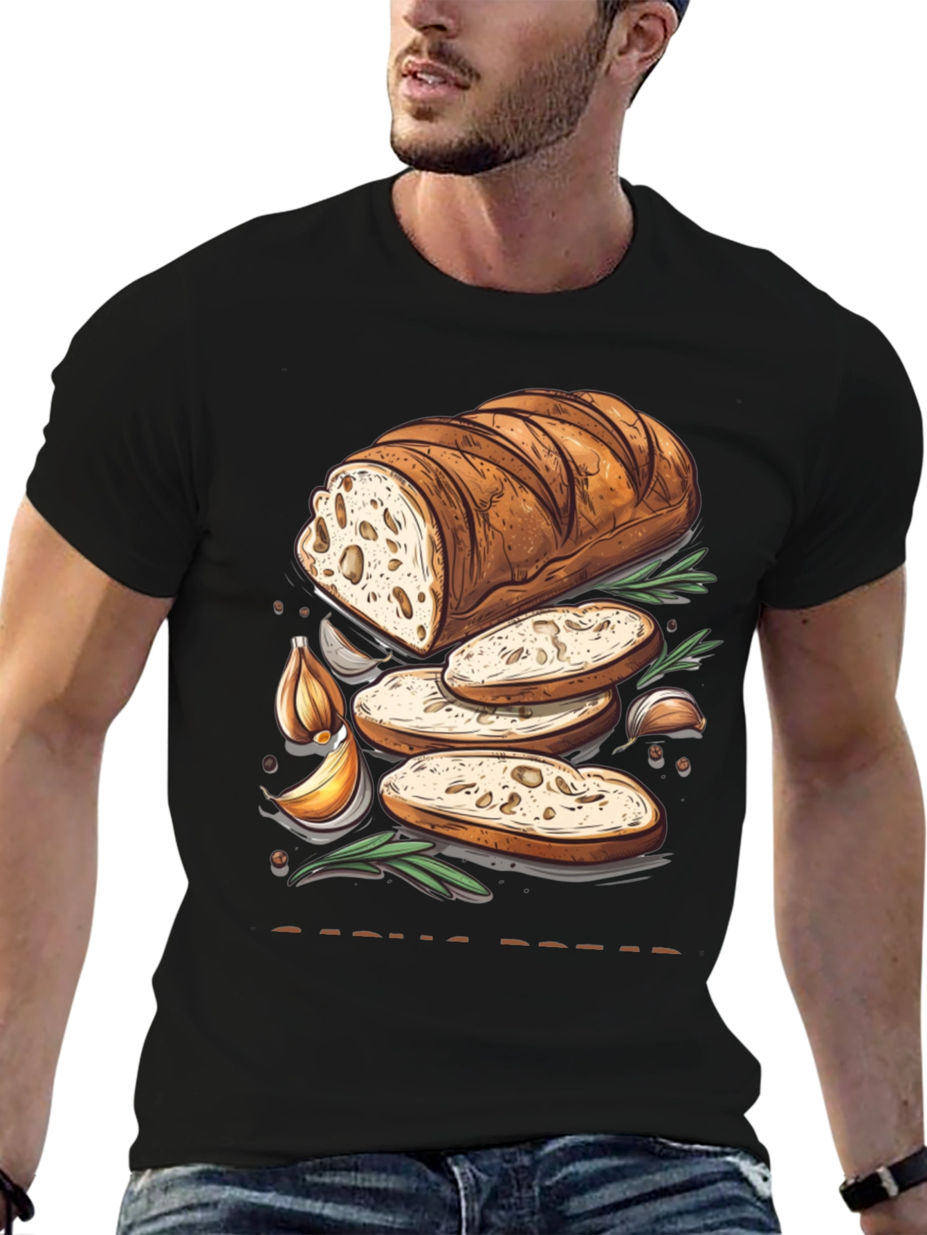 Black Garlic Bread Lover's T-Shirt view 6