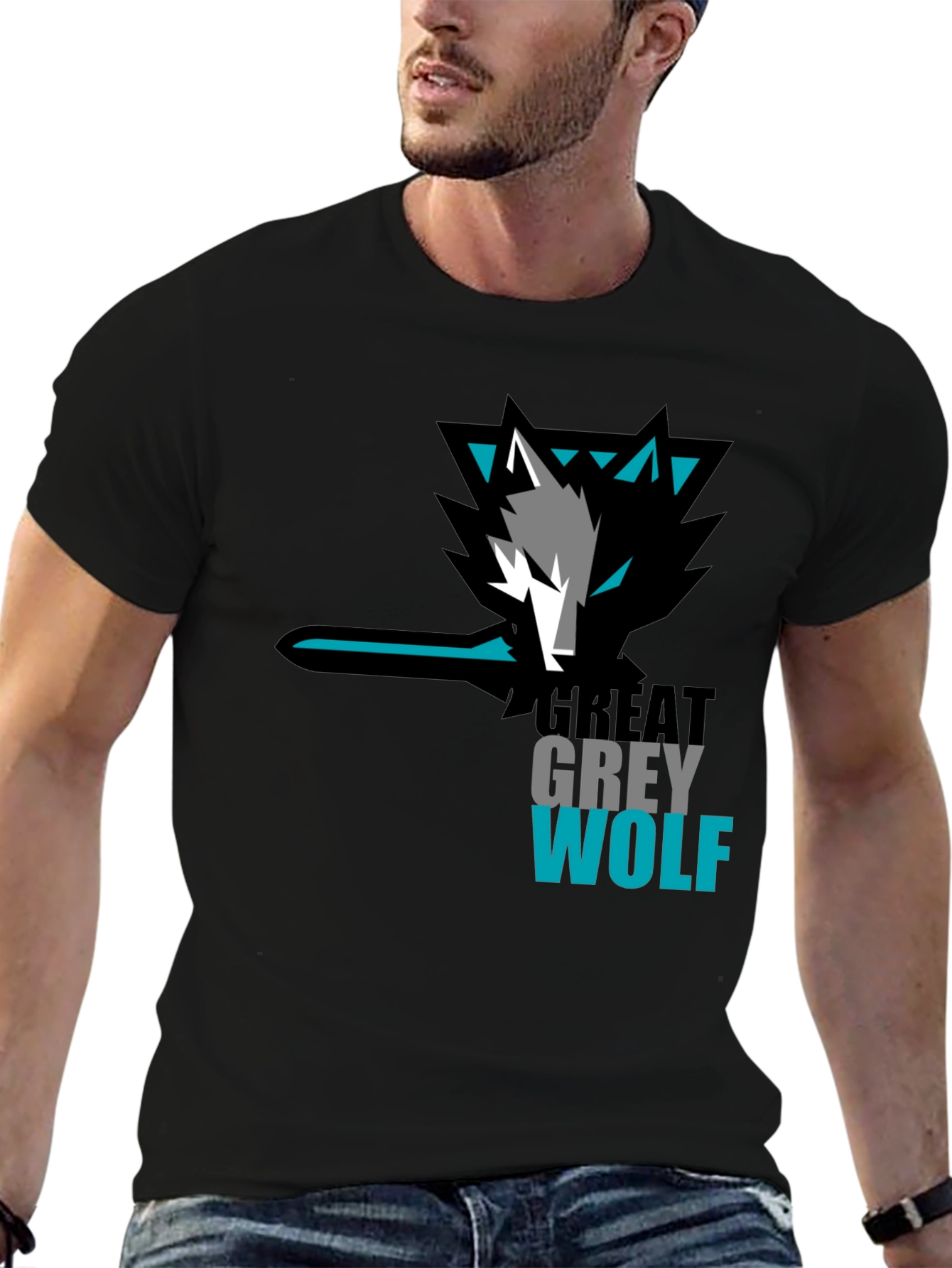 Black Great Grey Wolf Graphic T-Shirt view 6