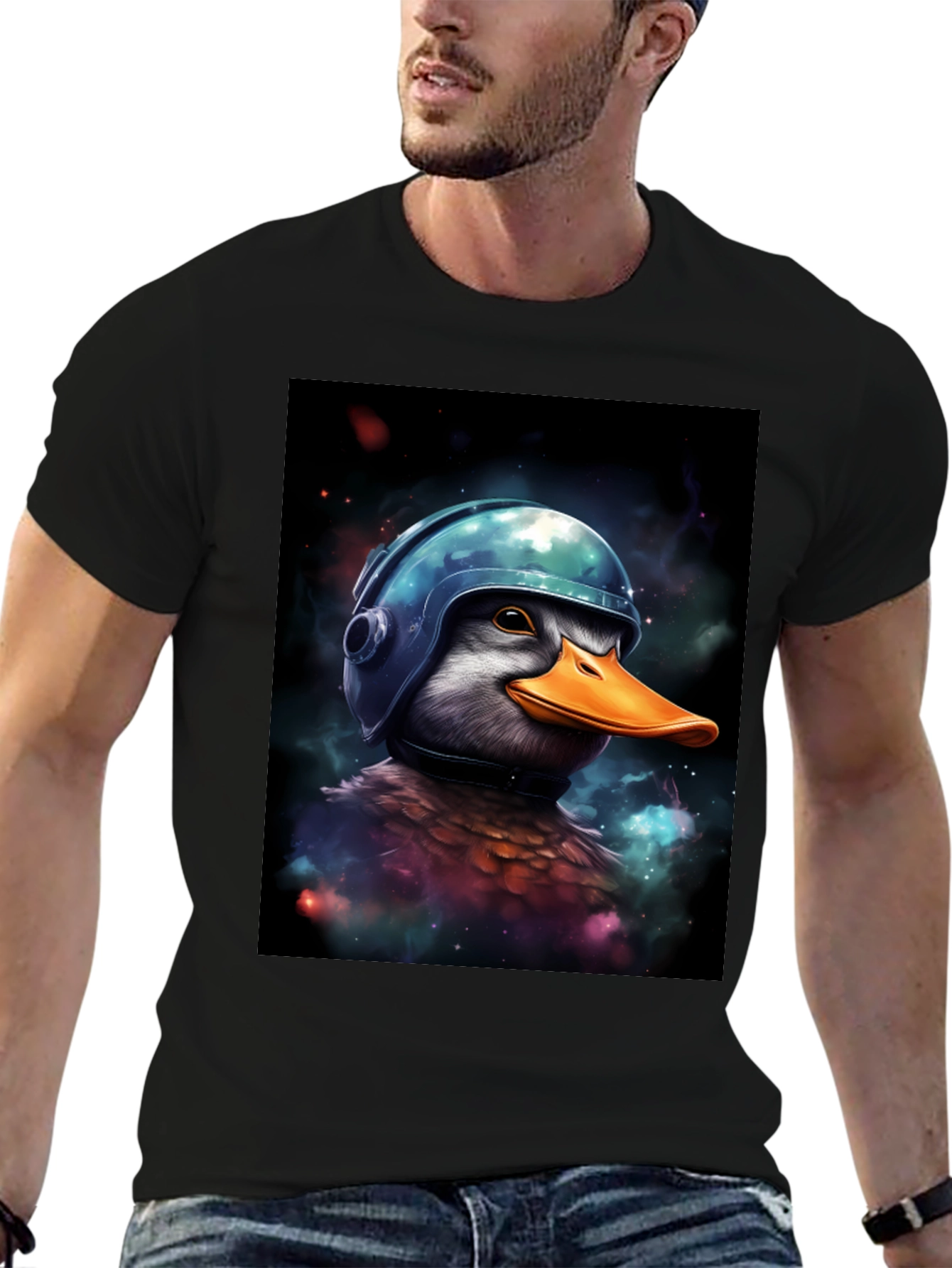 Black Duck in Helmet Graphic Tee view 6