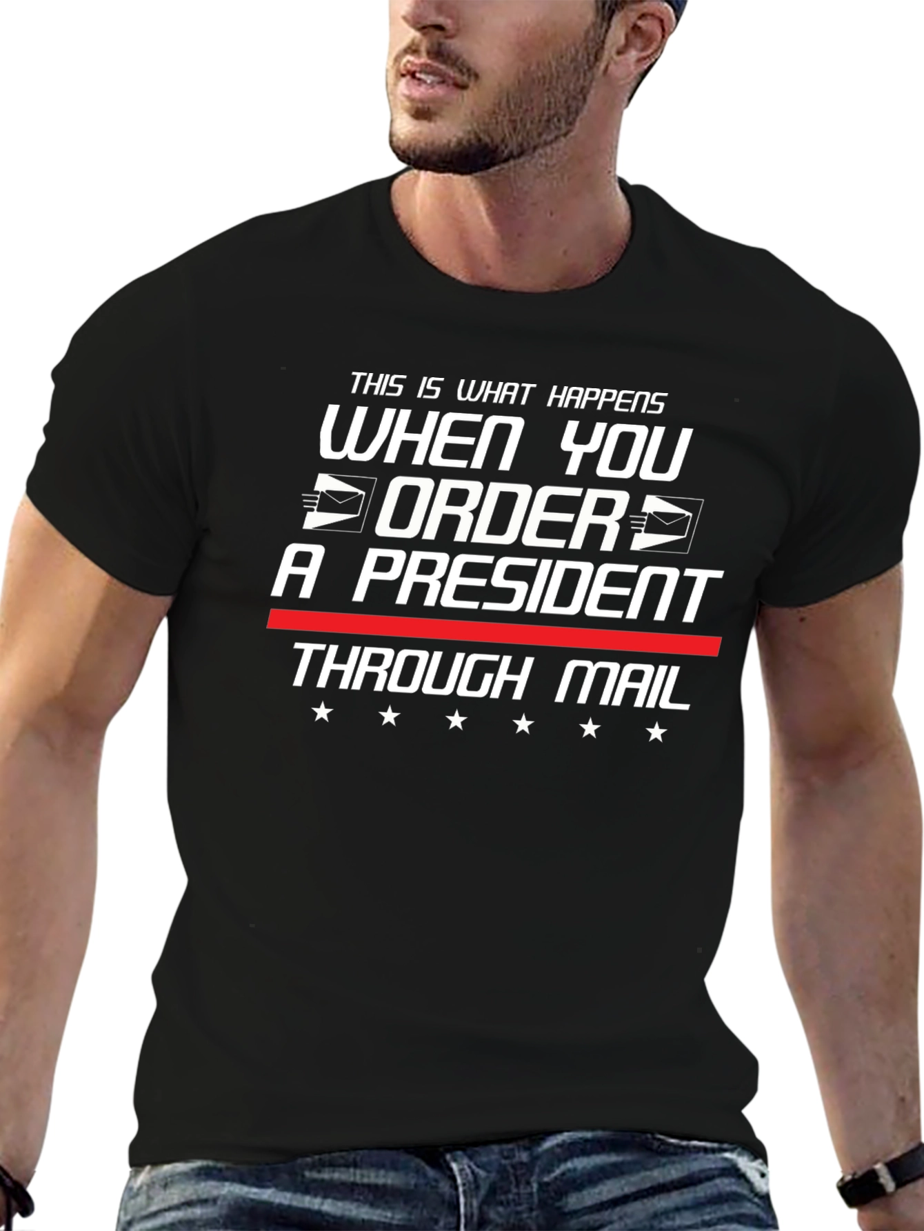 Black Order a President Through Mail T-Shirt view 6