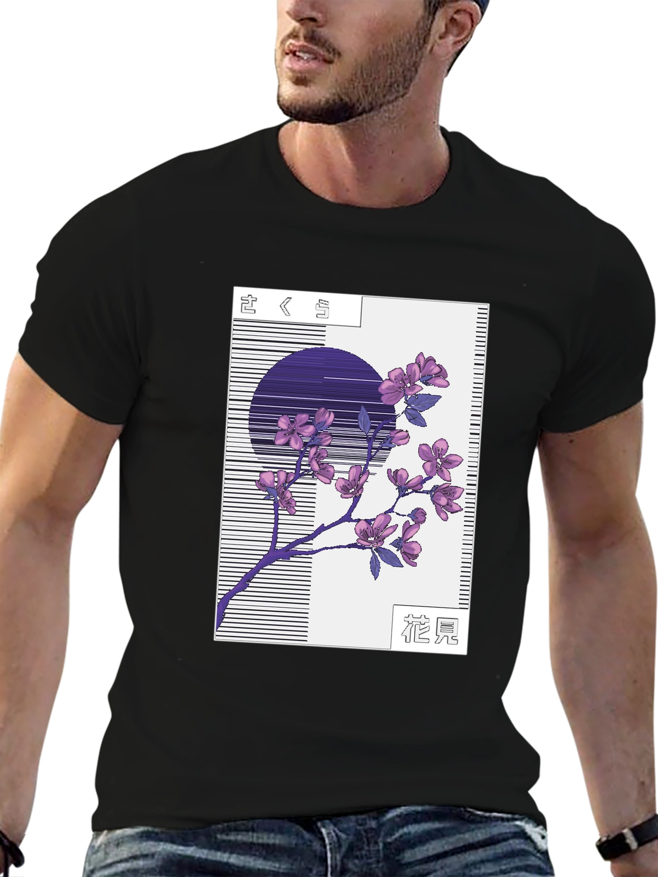 Black Sakura Blossom Graphic Tee view 6