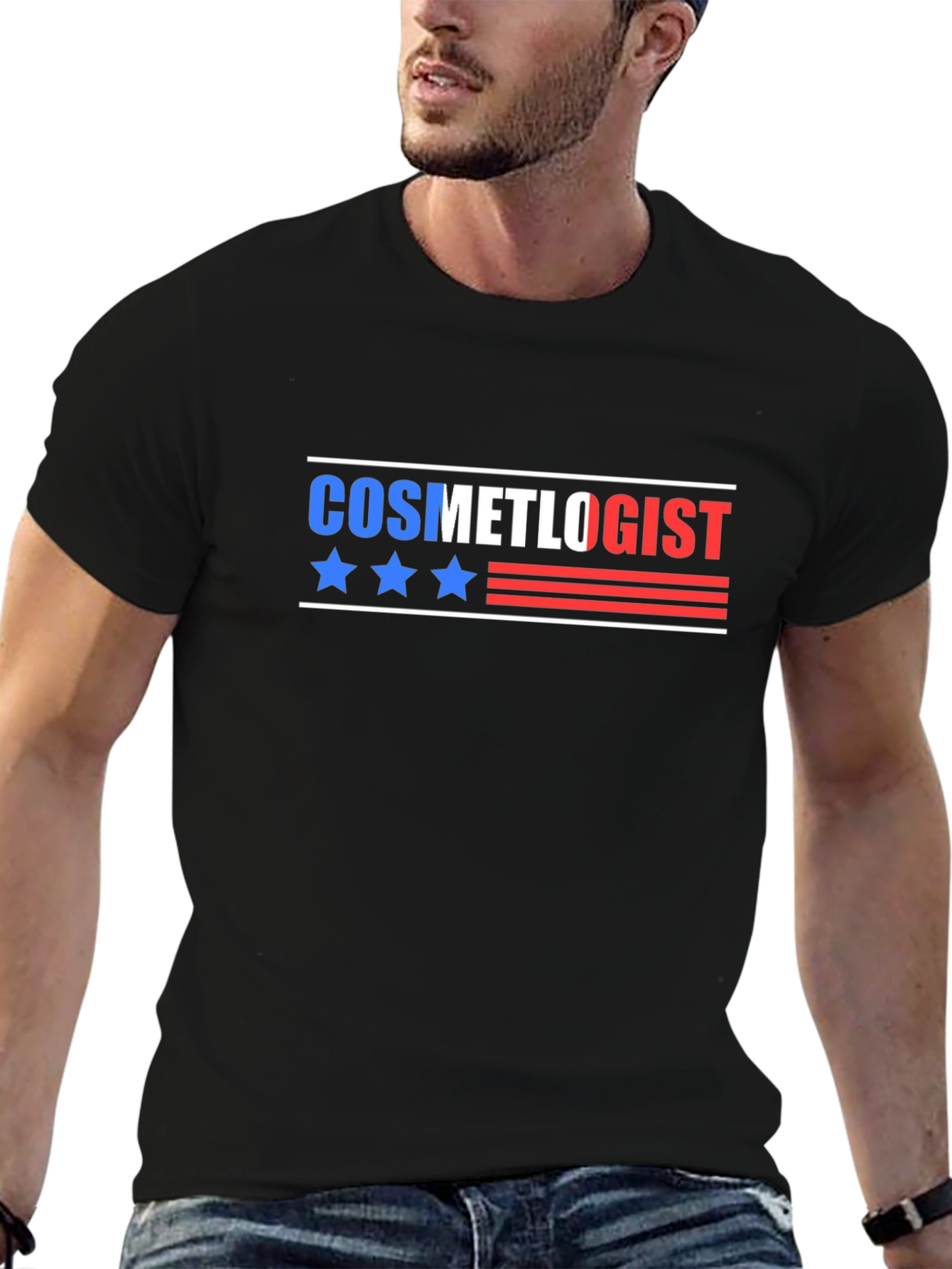 Black Cosmetologist Patriotic T-Shirt view 6