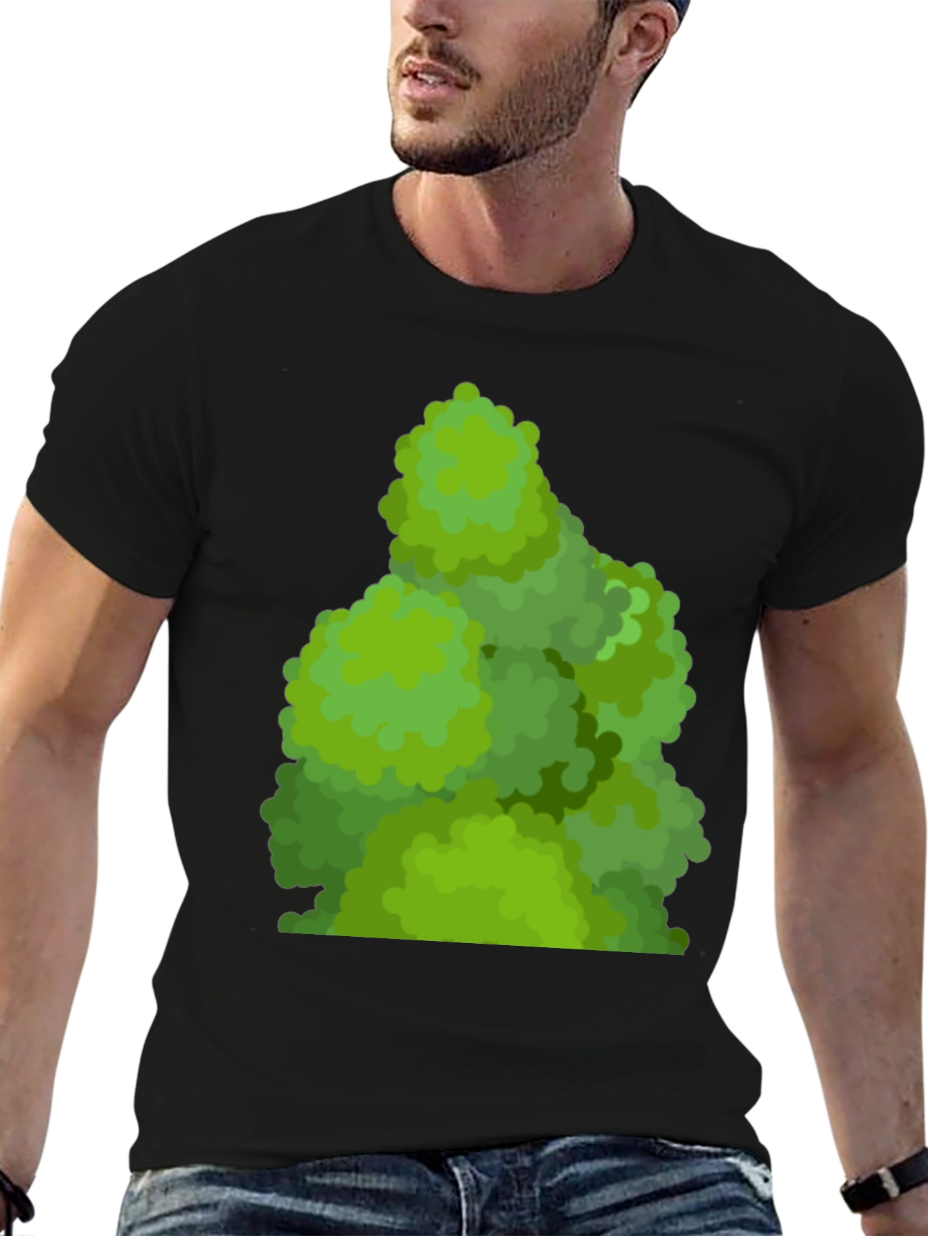 Black Green Bush Tee - Nature Inspired Graphic T-Shirt view 6