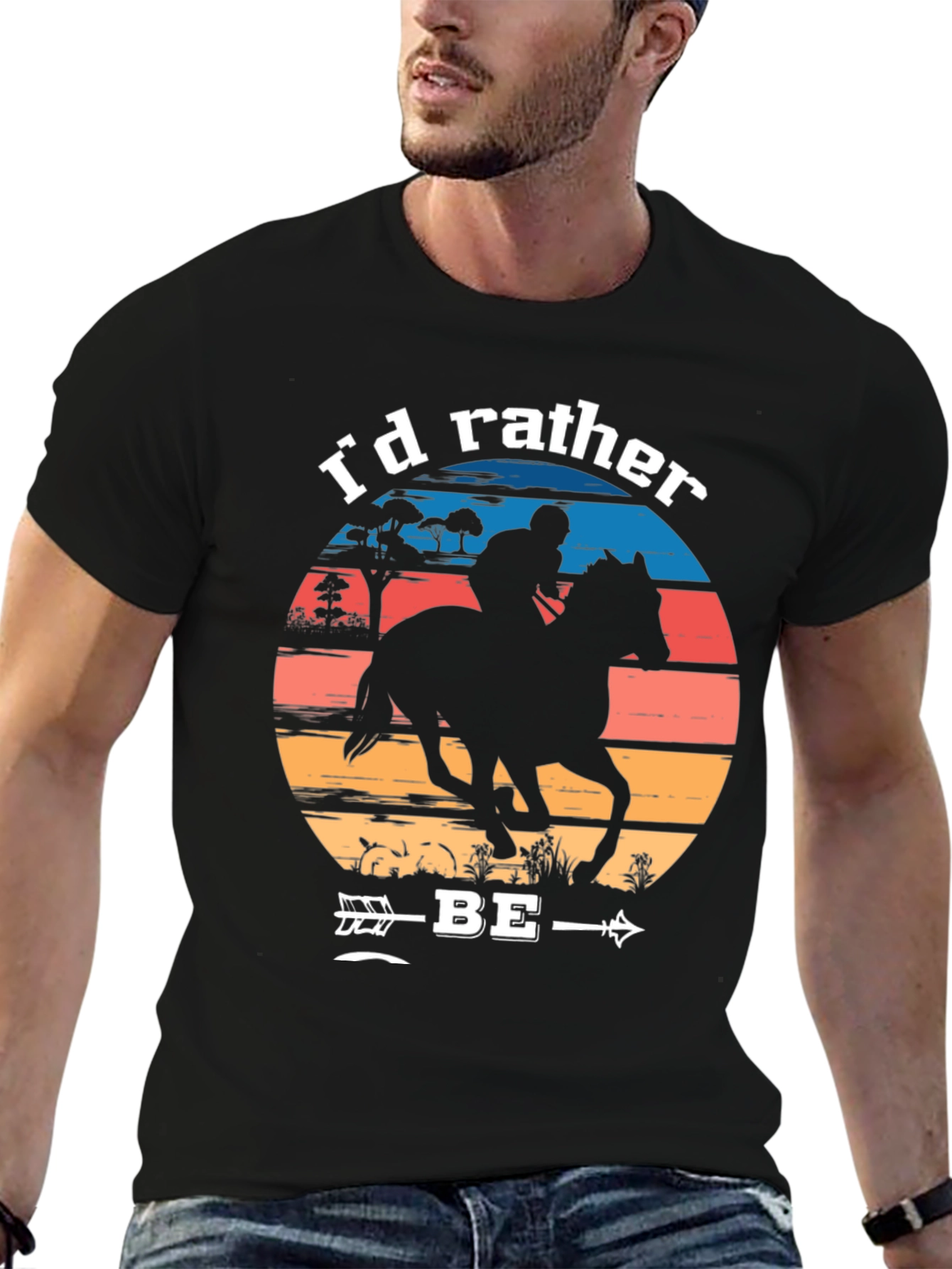 Black Equestrian T-Shirt: I'd Rather Be Riding view 6