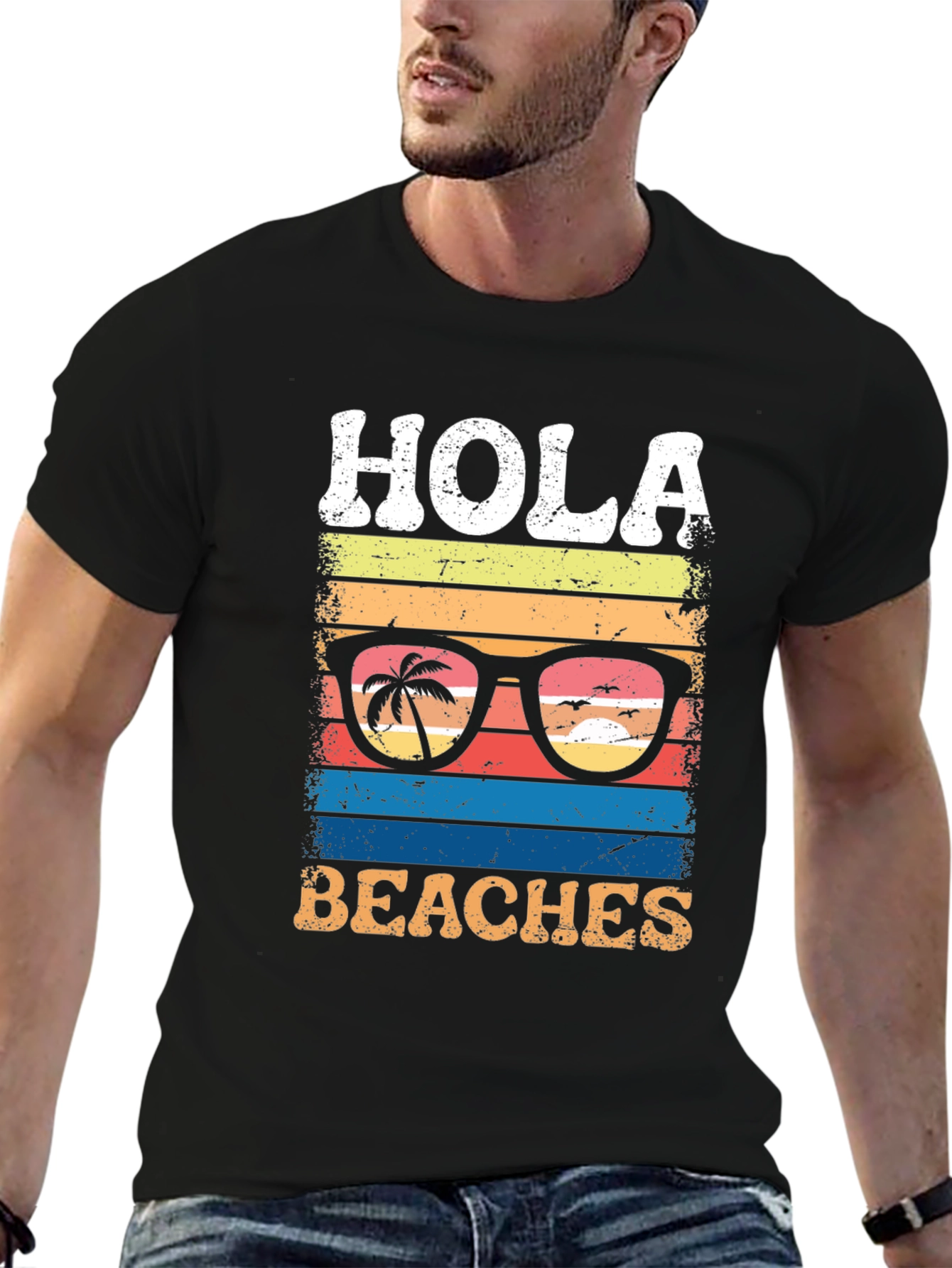 Black Hola Beaches Graphic T-Shirt view 6