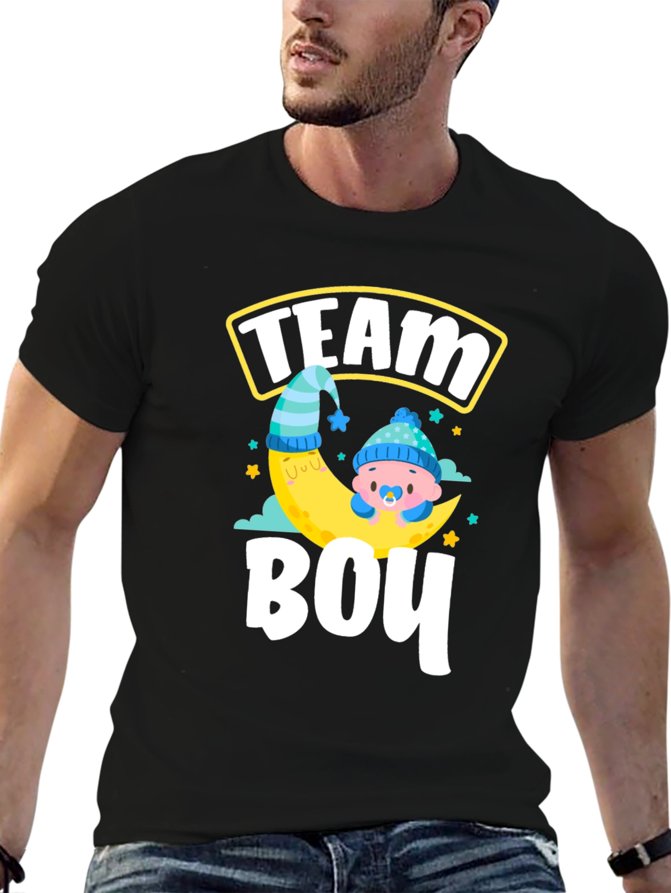 Black Team Boy Gender Reveal T-Shirt view 6