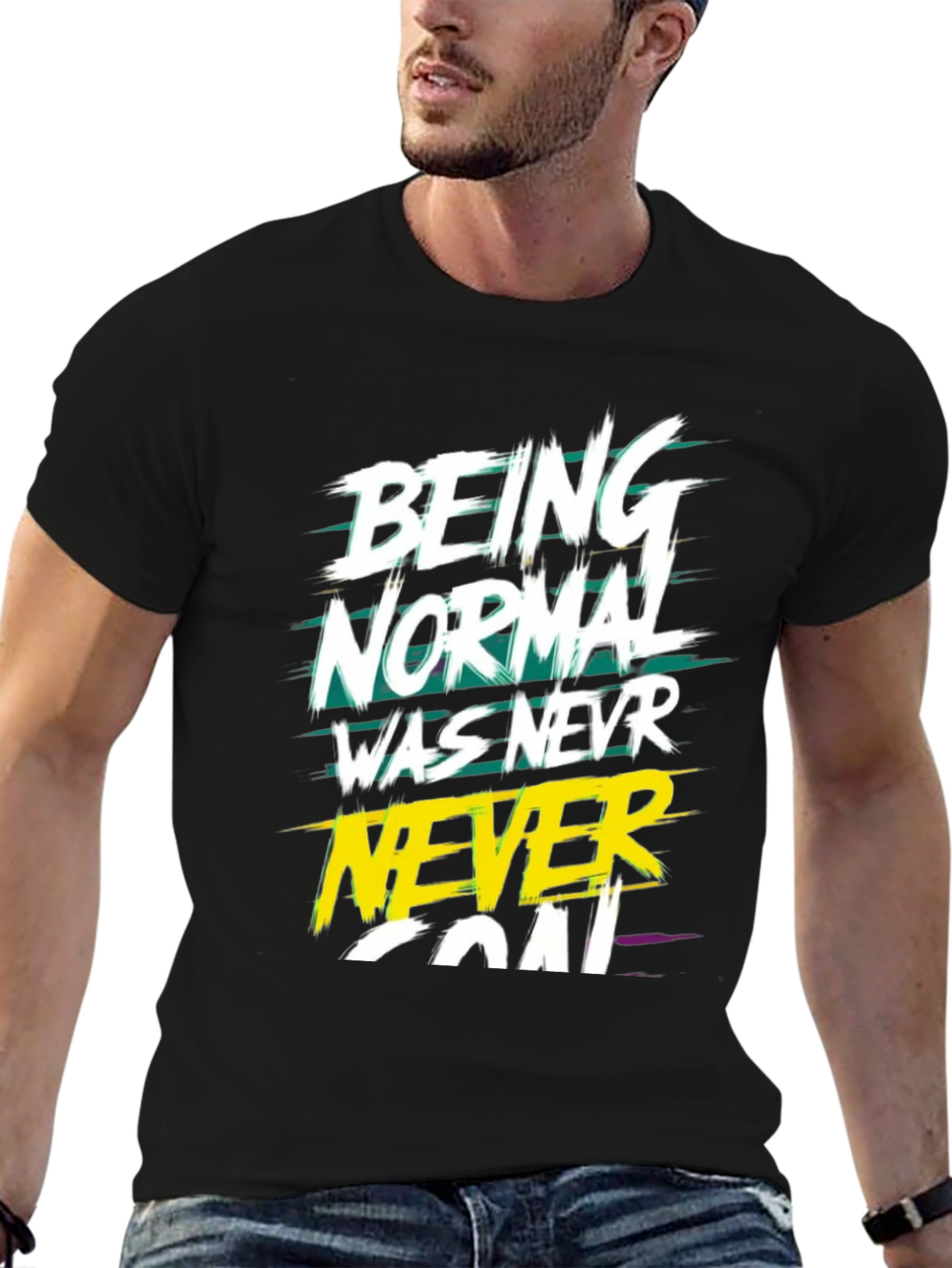 Black Being Normal Graphic T-Shirt - Black Tee view 6