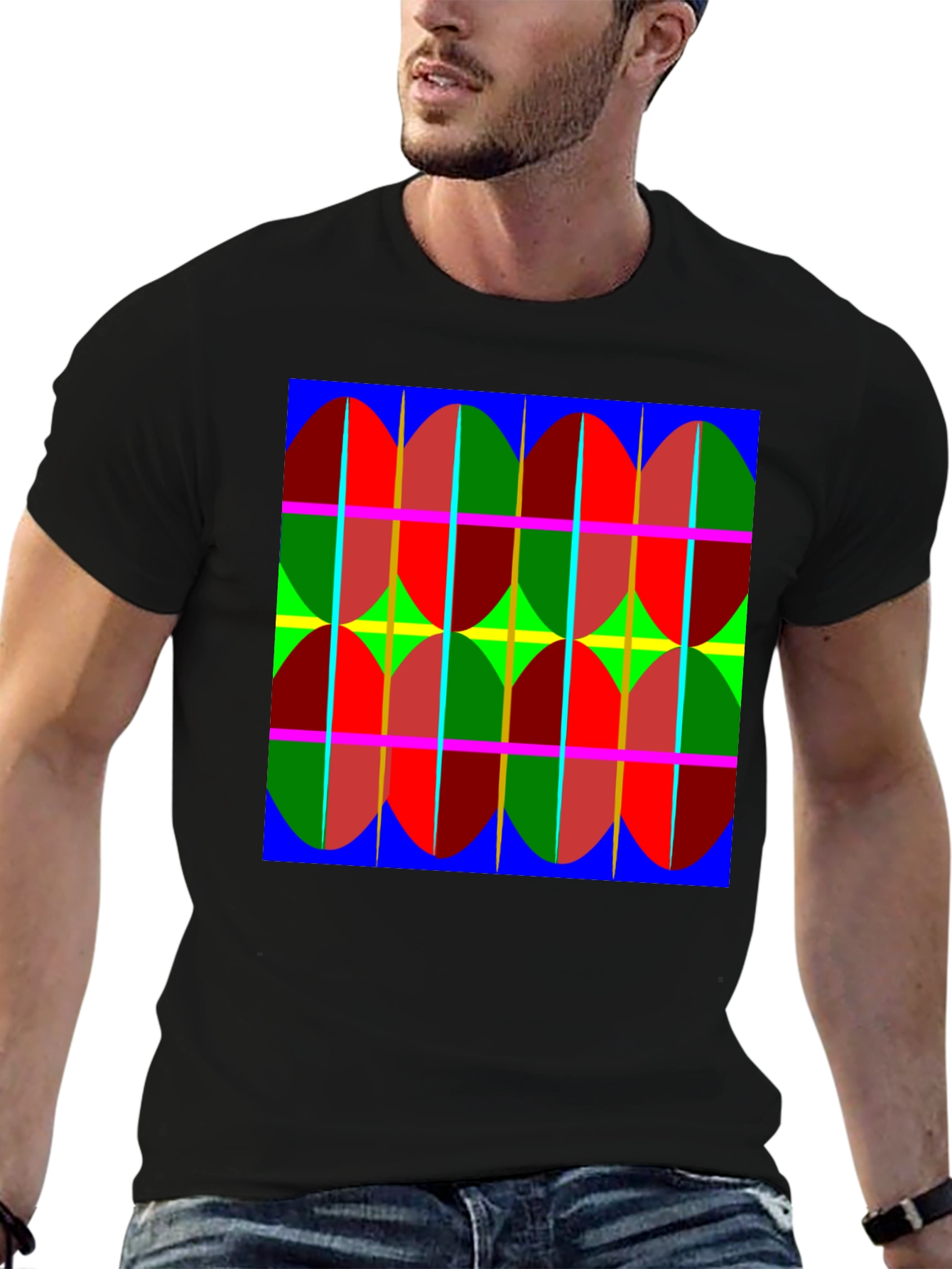 Black Abstract Pattern Tee: Bold, Modern Design T-Shirt view 6
