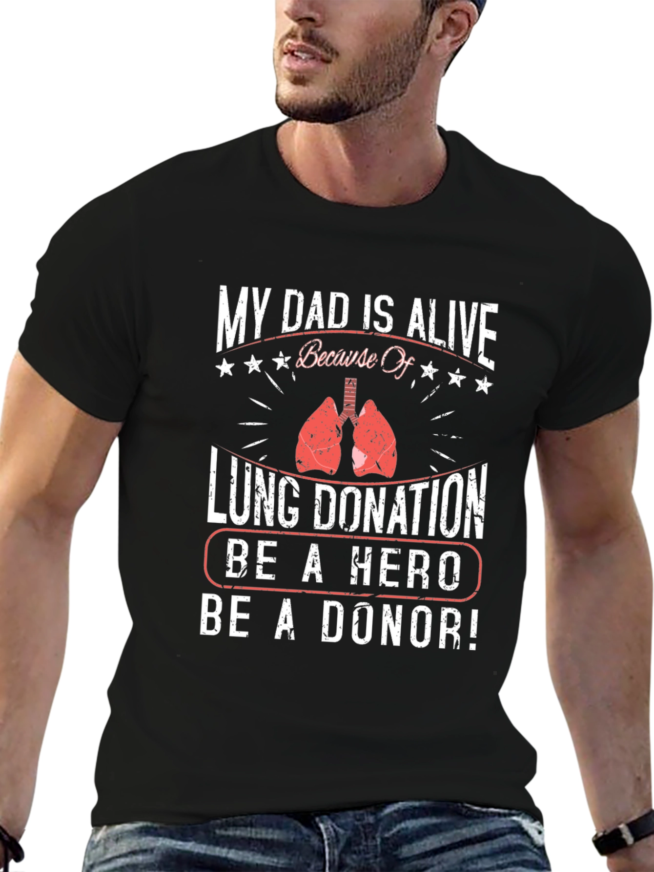 Black Lung Donation Awareness T-Shirt - "My Dad is Alive Because Of" view 6