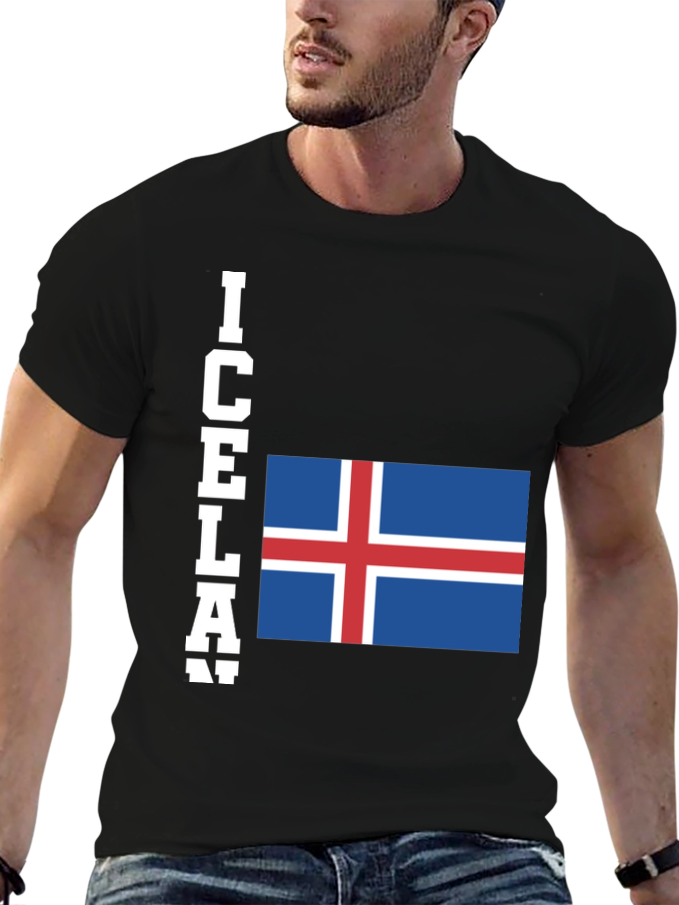 Black Iceland Flag T-Shirt - Black Graphic Tee view 6