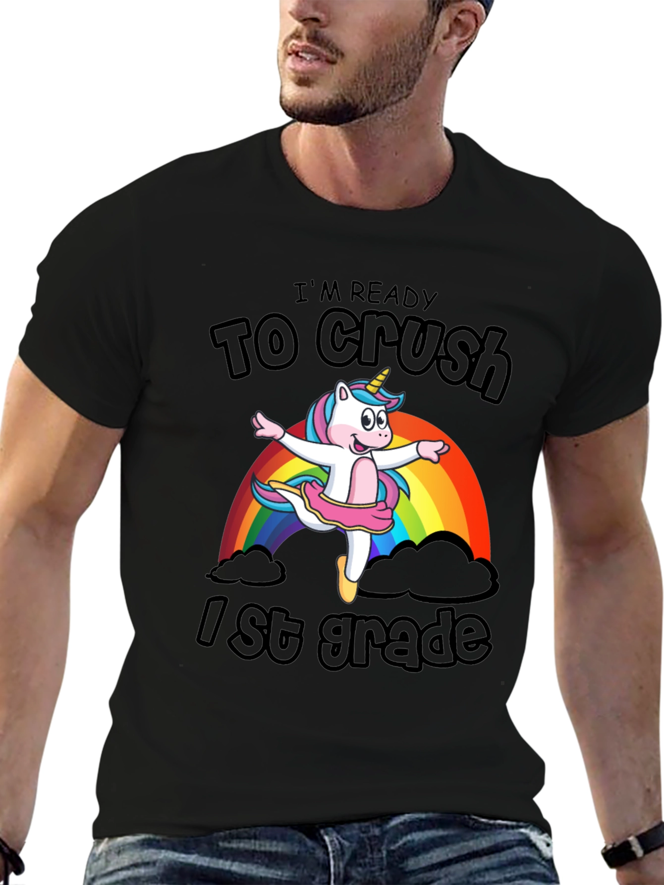 Black I'm Ready to Crush 1st Grade Unicorn T-Shirt view 6