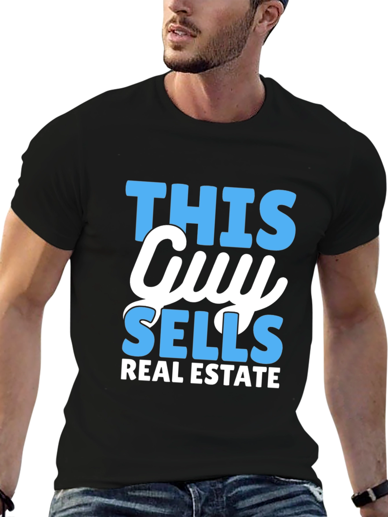 Black This Guy Sells Real Estate T-Shirt - Realtor Gift view 6