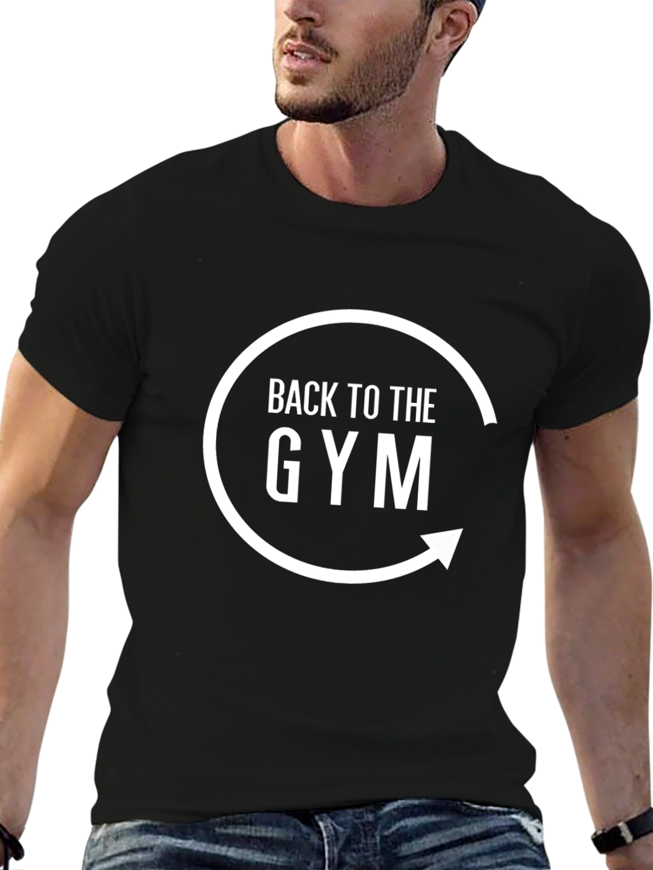 Black Back to the Gym Graphic Tee - Men's Fitness Shirt view 6