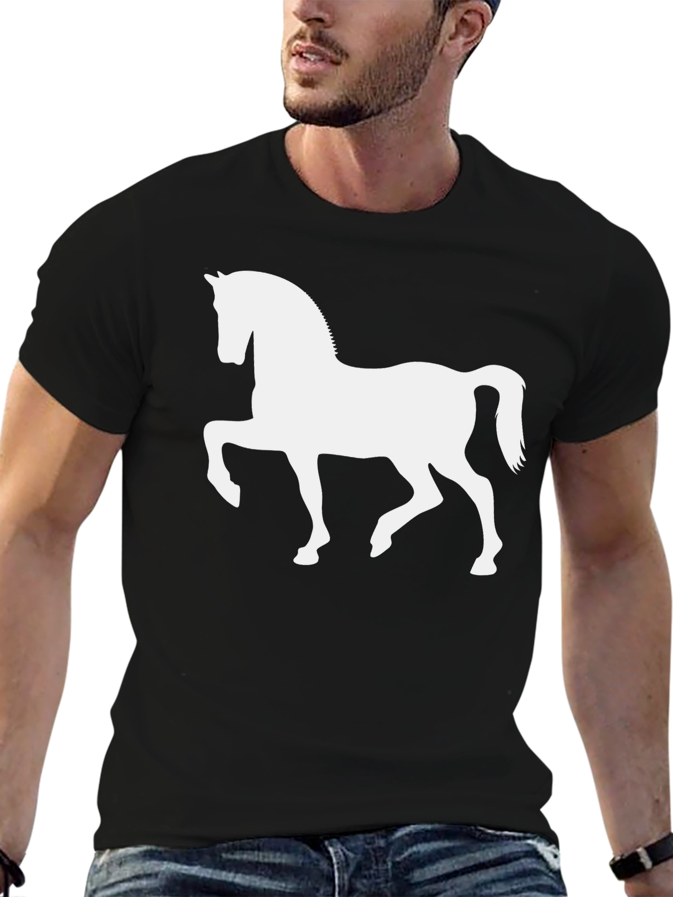 Black Horse Silhouette T-Shirt - Black view 6