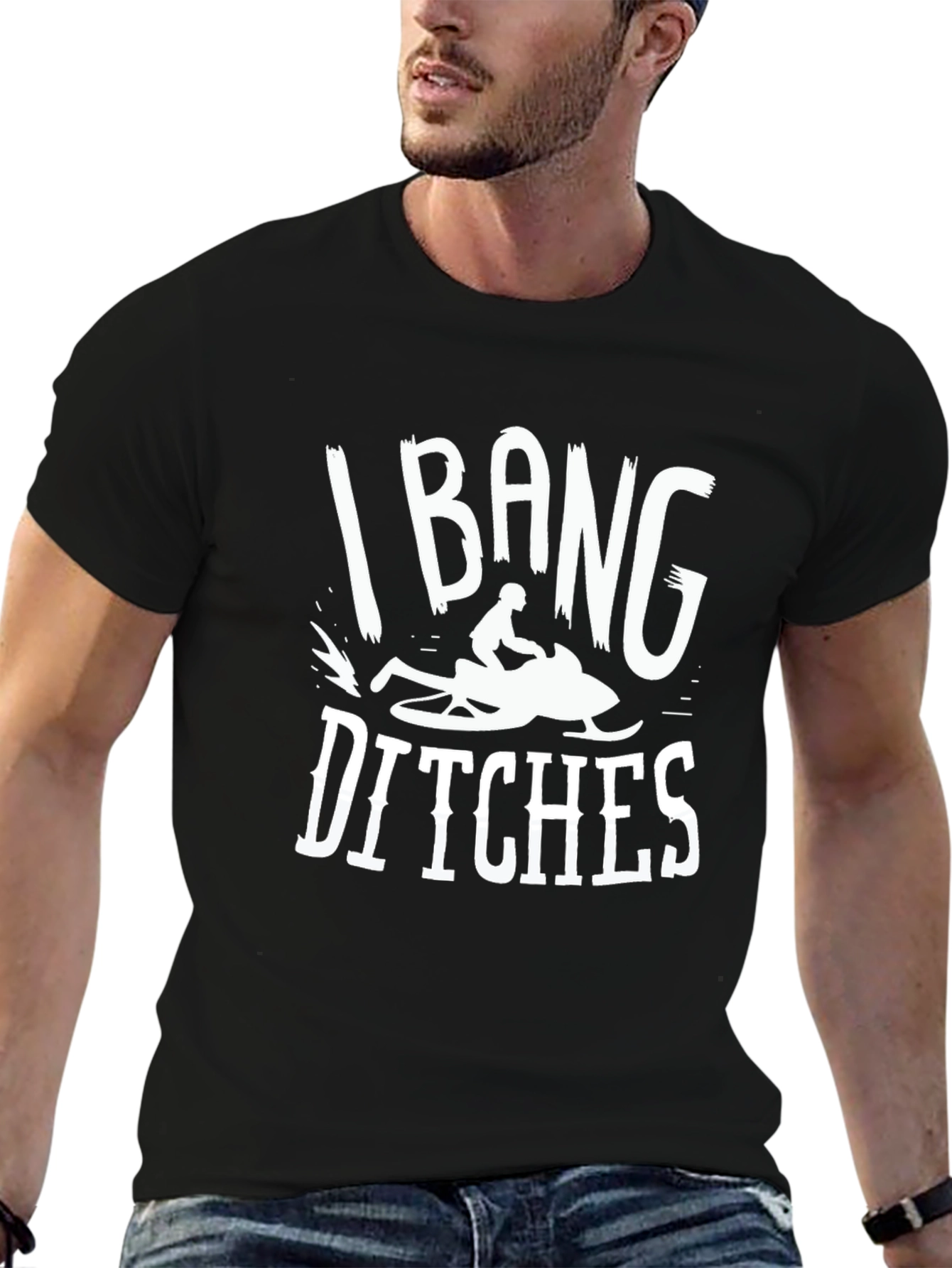 Black I Bang Ditches Snowmobiling Graphic Tee view 6