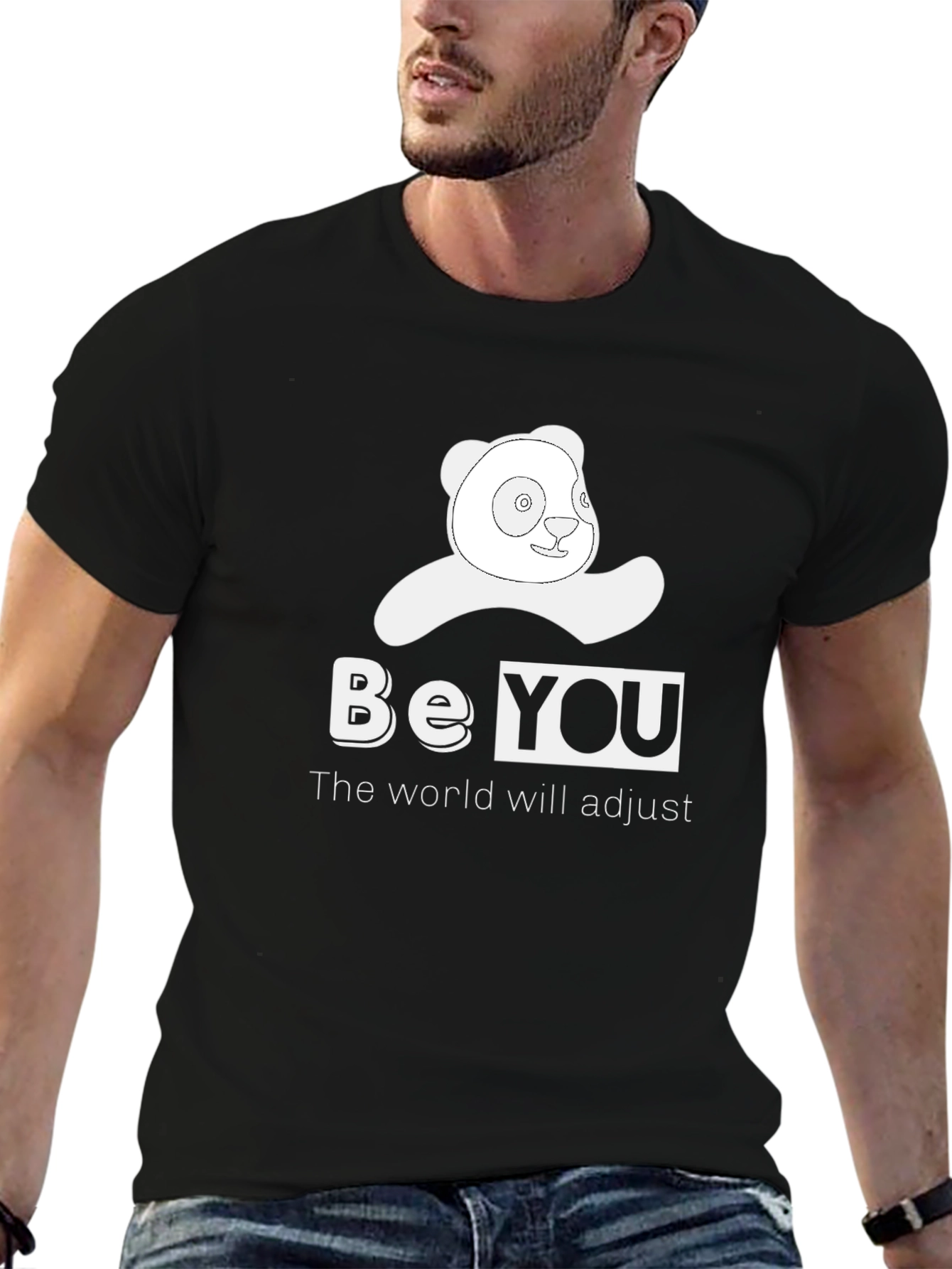 Black Be You Panda T-Shirt - Black Casual Tee view 6