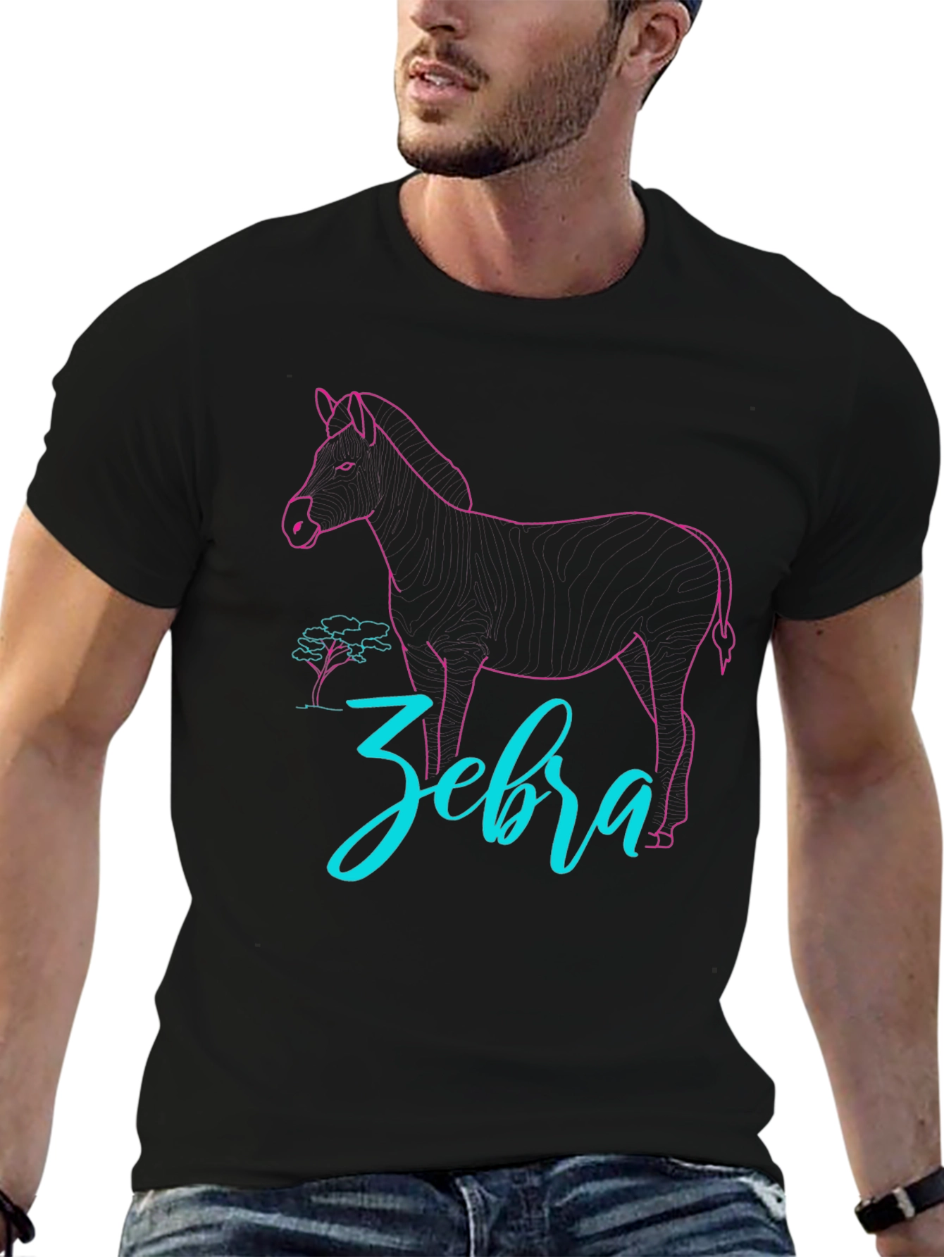 Black Zebra Graphic Tee - Cool Animal Design view 6