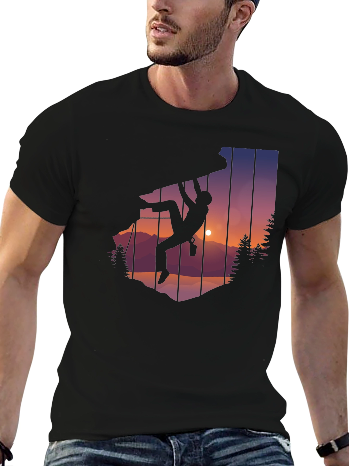 Black Climbing Silhouette Graphic Tee - Adventure T-Shirt view 6