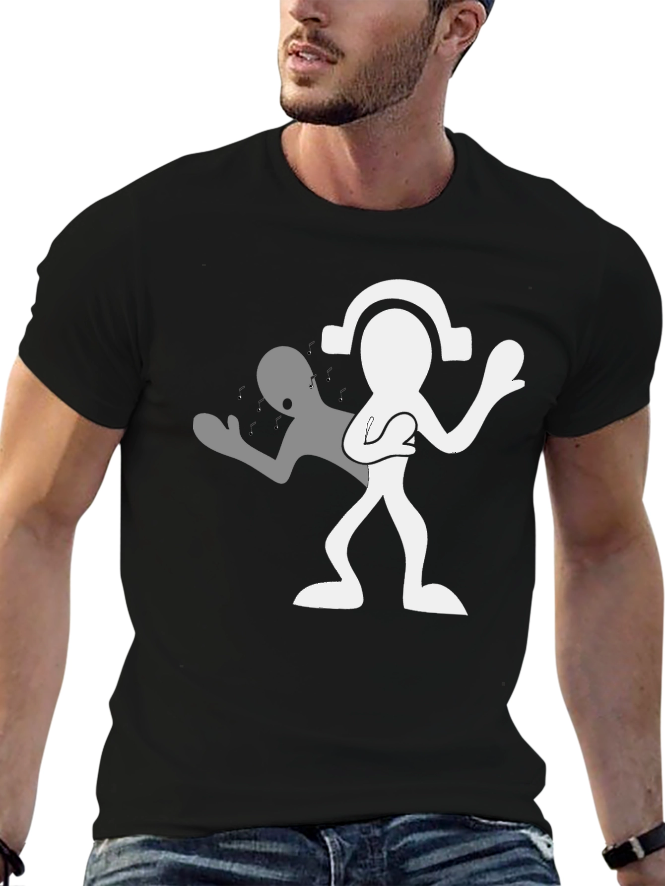 Black Man in Black Tee with Silhouetted Figure view 6