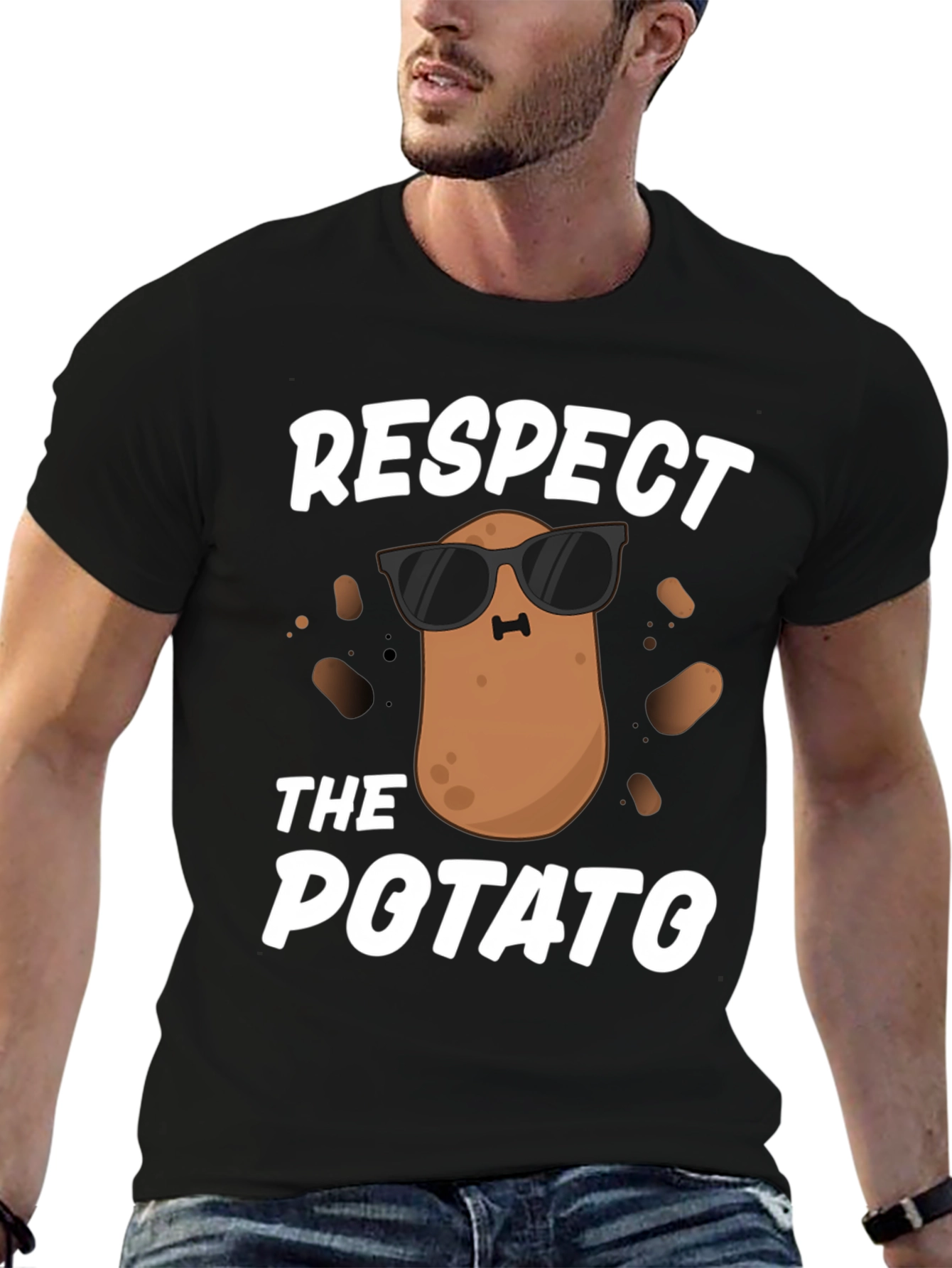 Black Respect the Potato Graphic Tee view 6