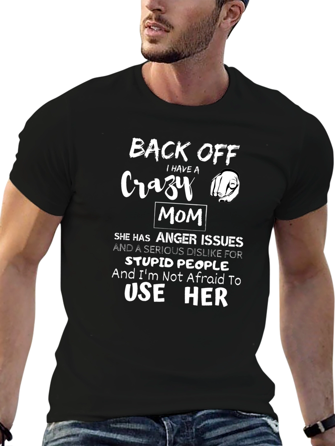 Black Back Off Crazy Mom Graphic Tee view 6