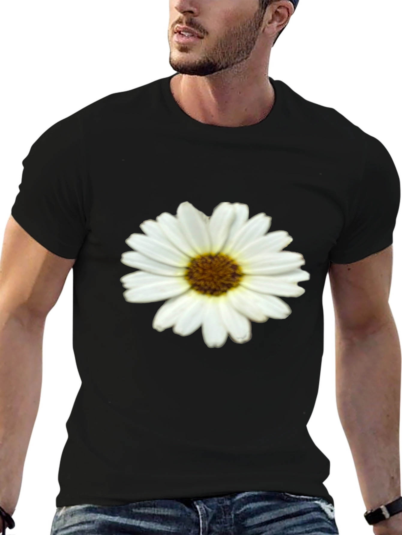 Black Daisy Graphic Print Black T-Shirt view 6