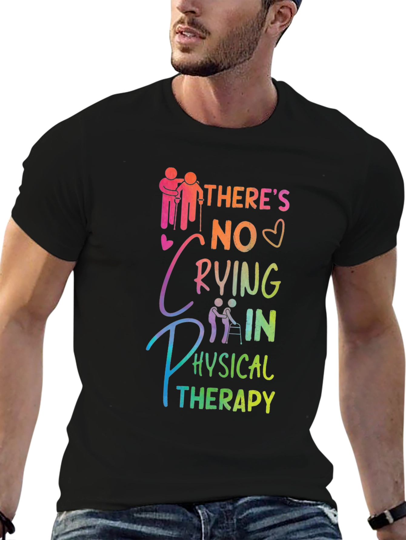 Black Physical Therapy T-Shirt - No Crying view 6