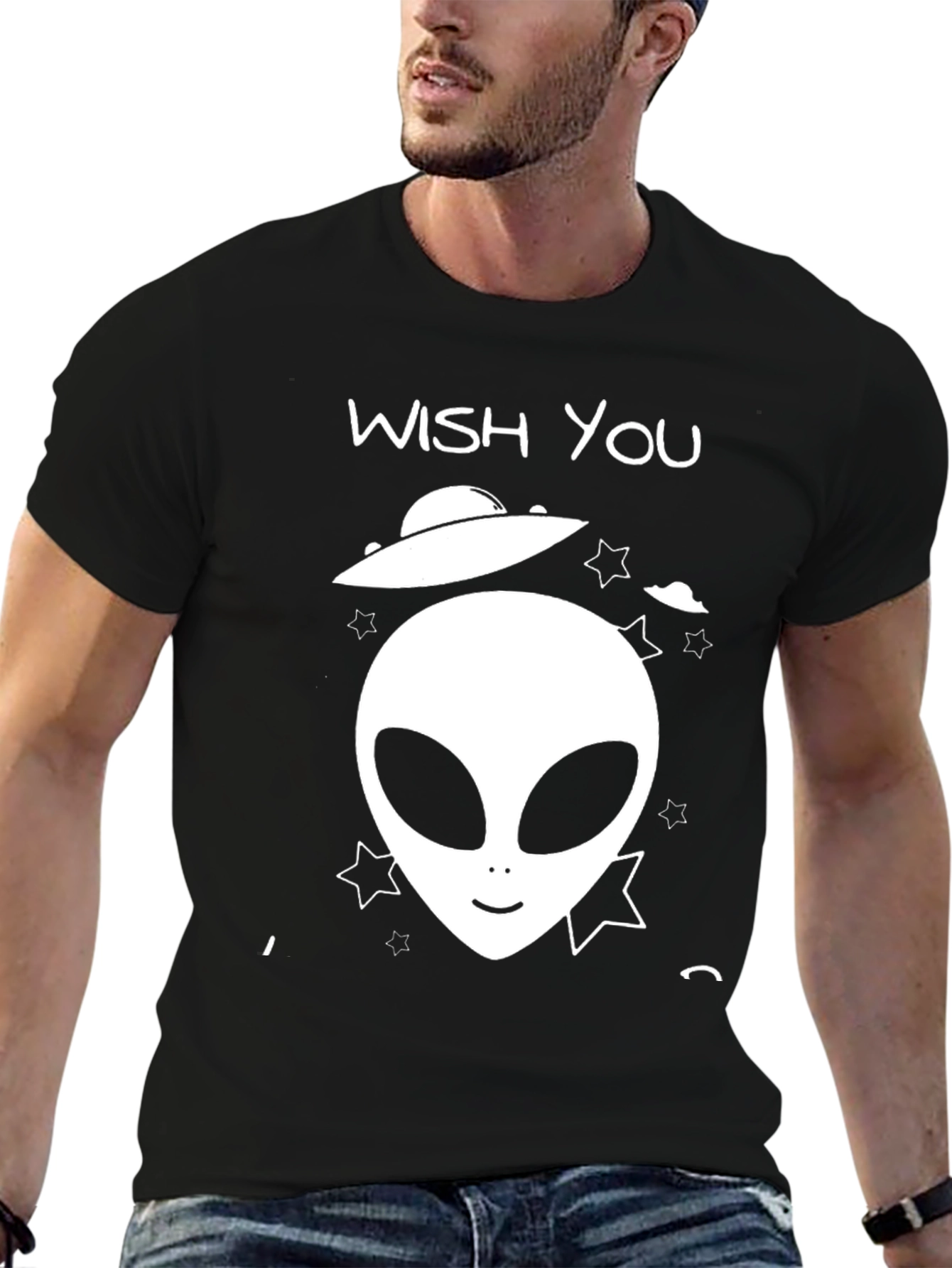 Black Wish You Were Here Alien Graphic Tee view 6