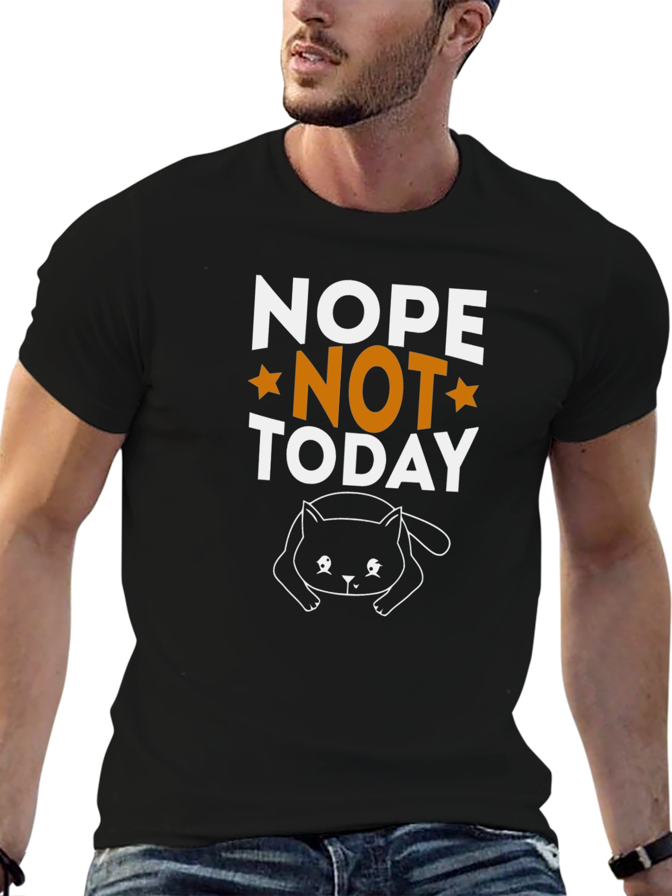 Black Nope Not Today Cat Graphic Tee view 6