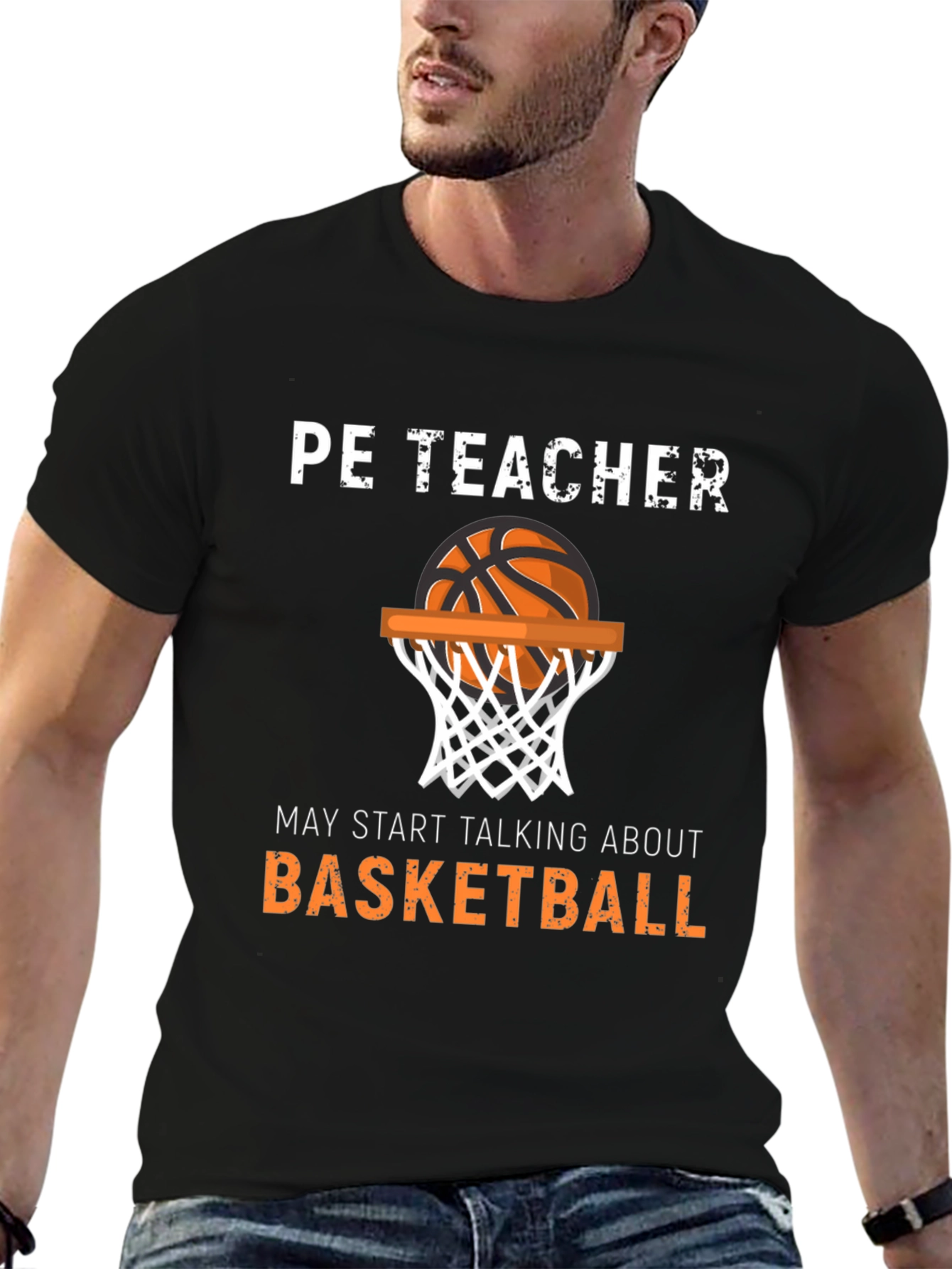 Black PE Teacher Basketball T-Shirt view 6