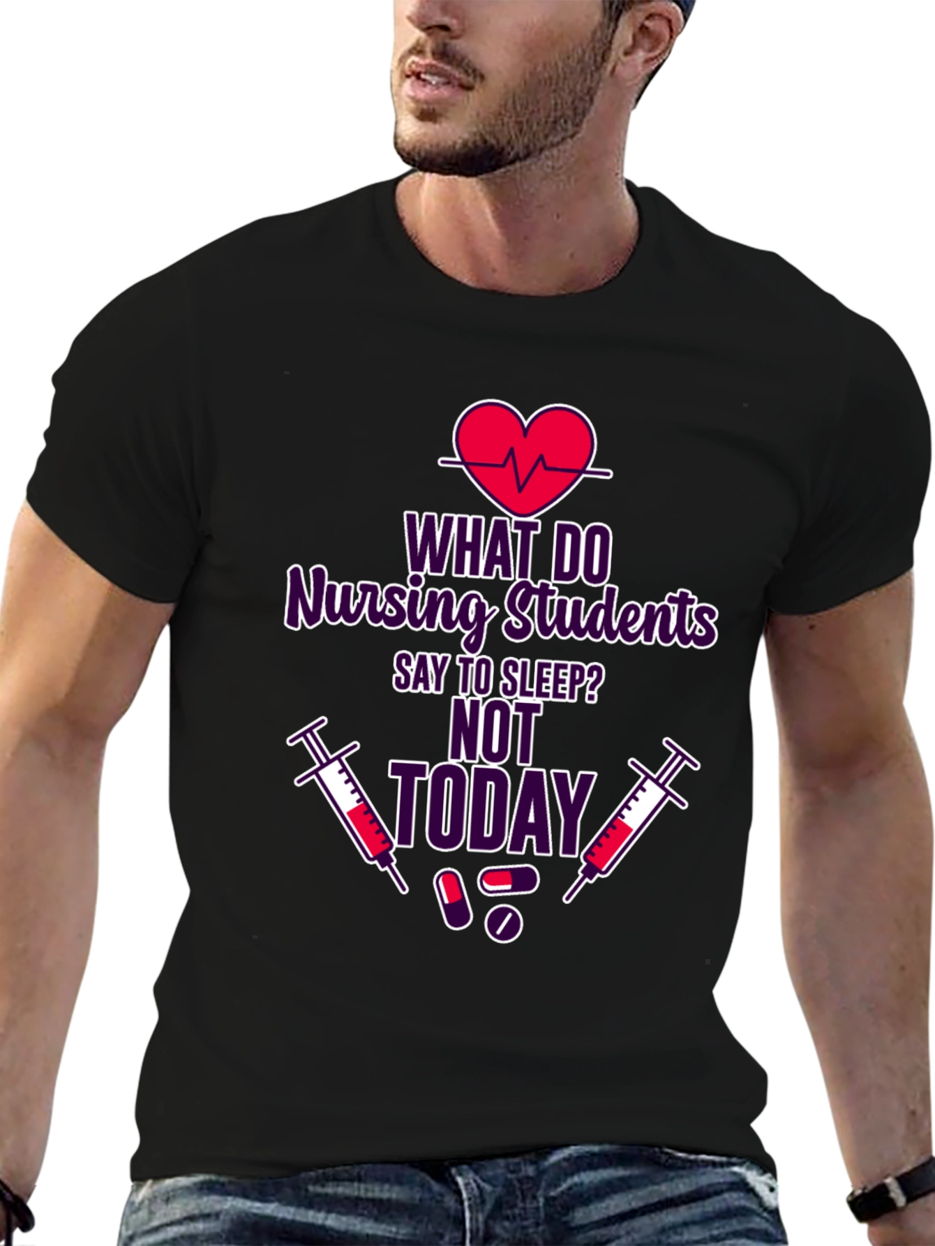 Black Nursing Student Sleep Tee - Not Today! view 6