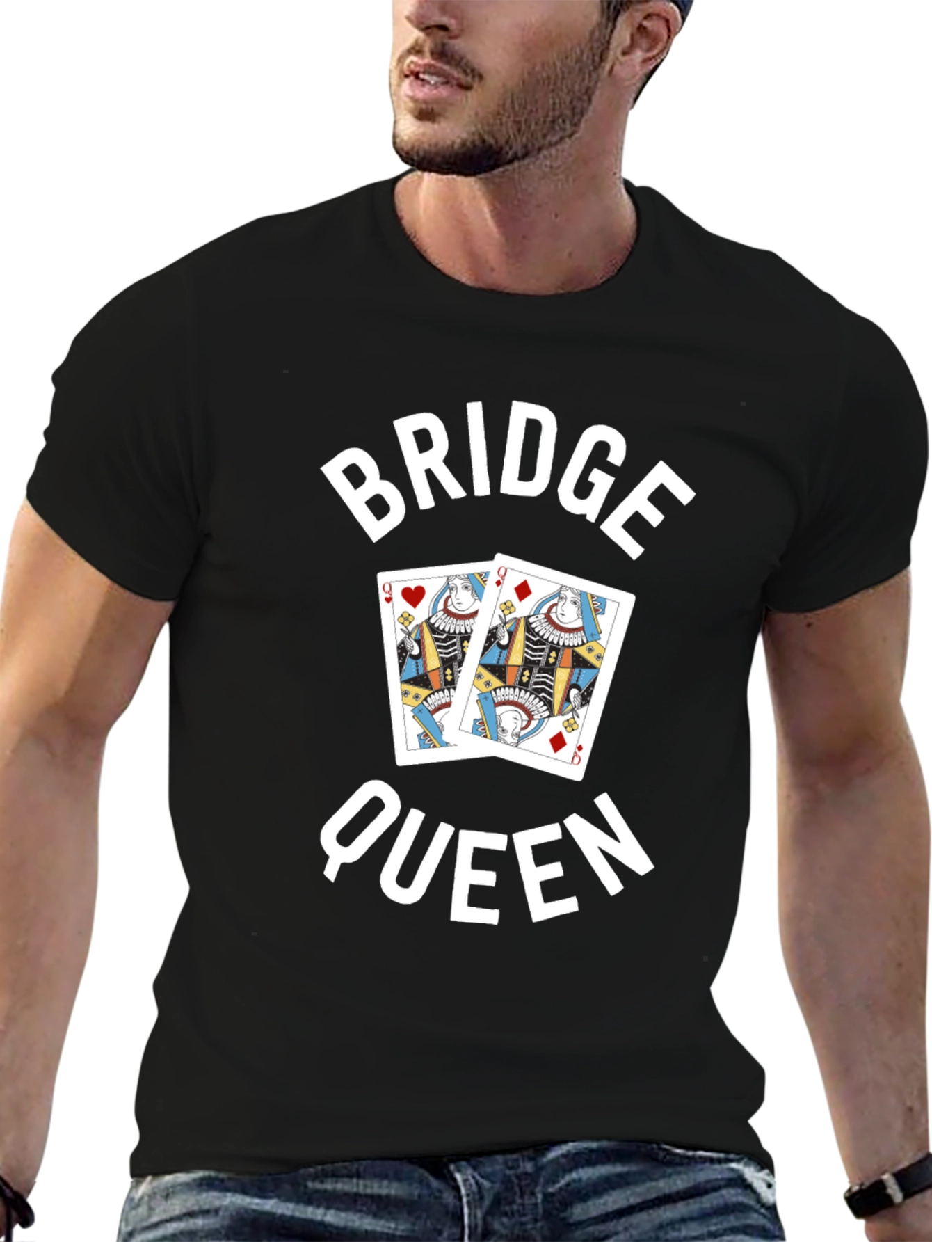 Black Bridge Queen T-Shirt - Card Game Player Tee view 6