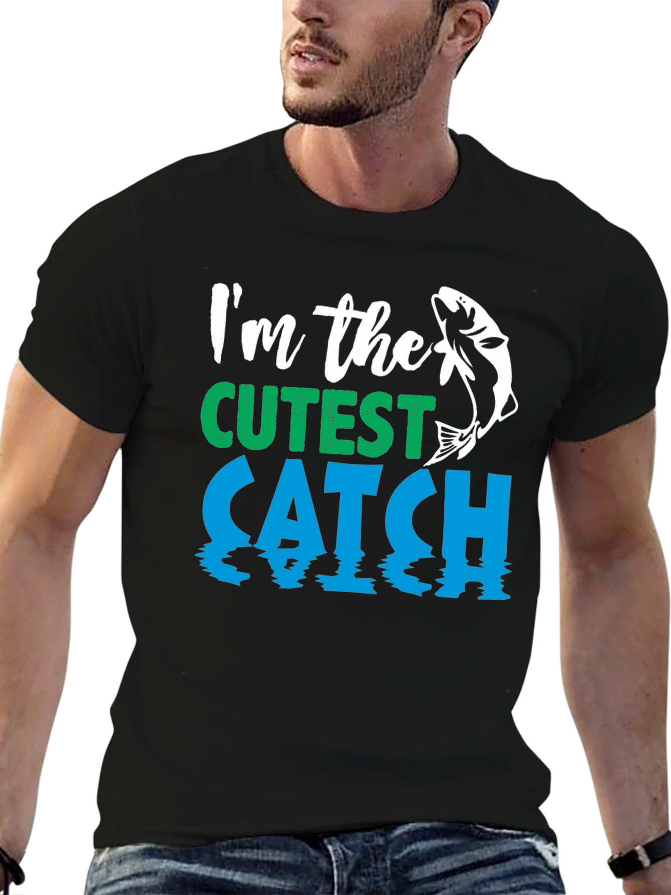 Black Cutest Catch Fishing T-Shirt - Mens view 6