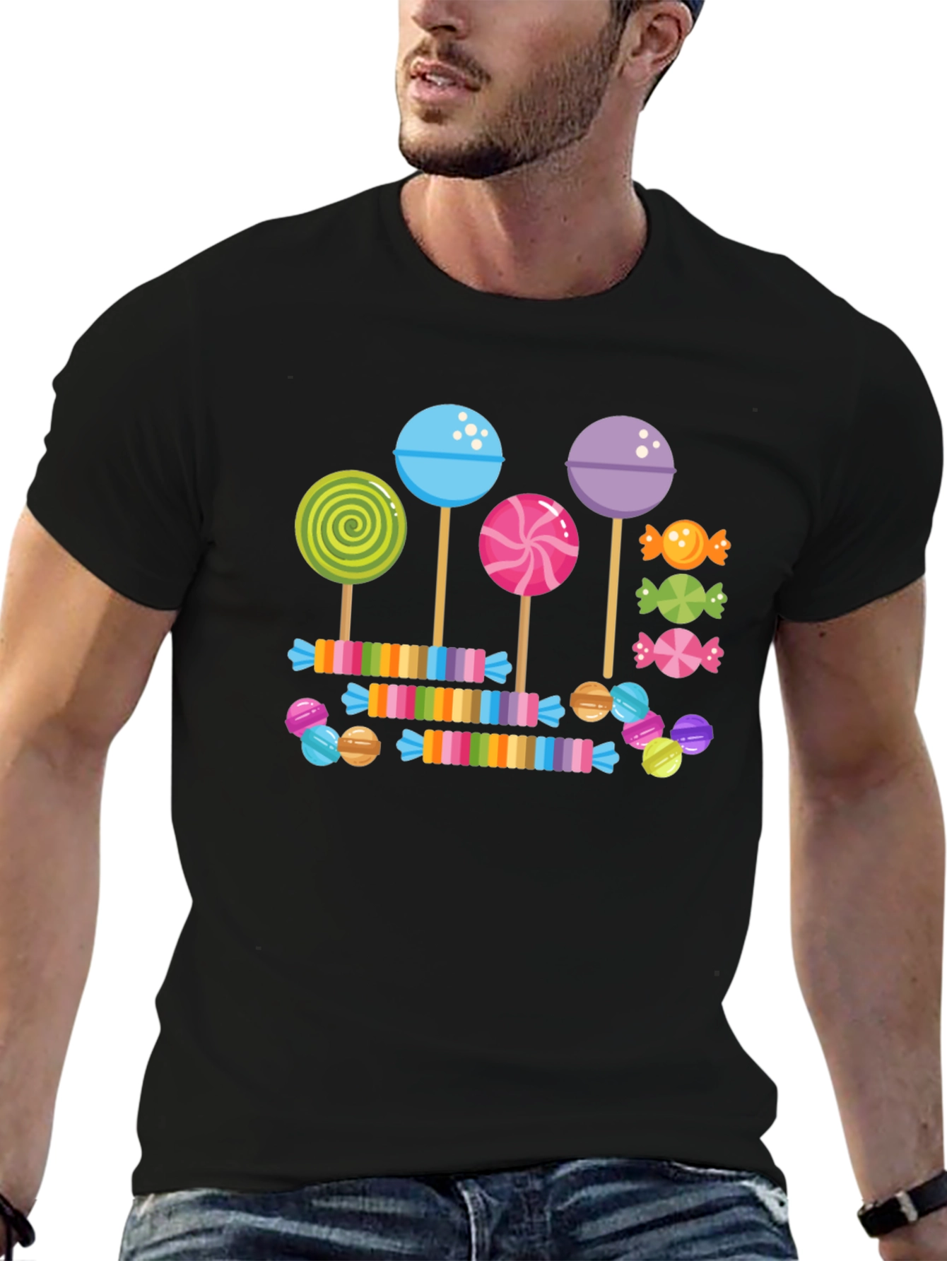 Black Candy Lollipop T-Shirt: Sweet Treat Design view 6