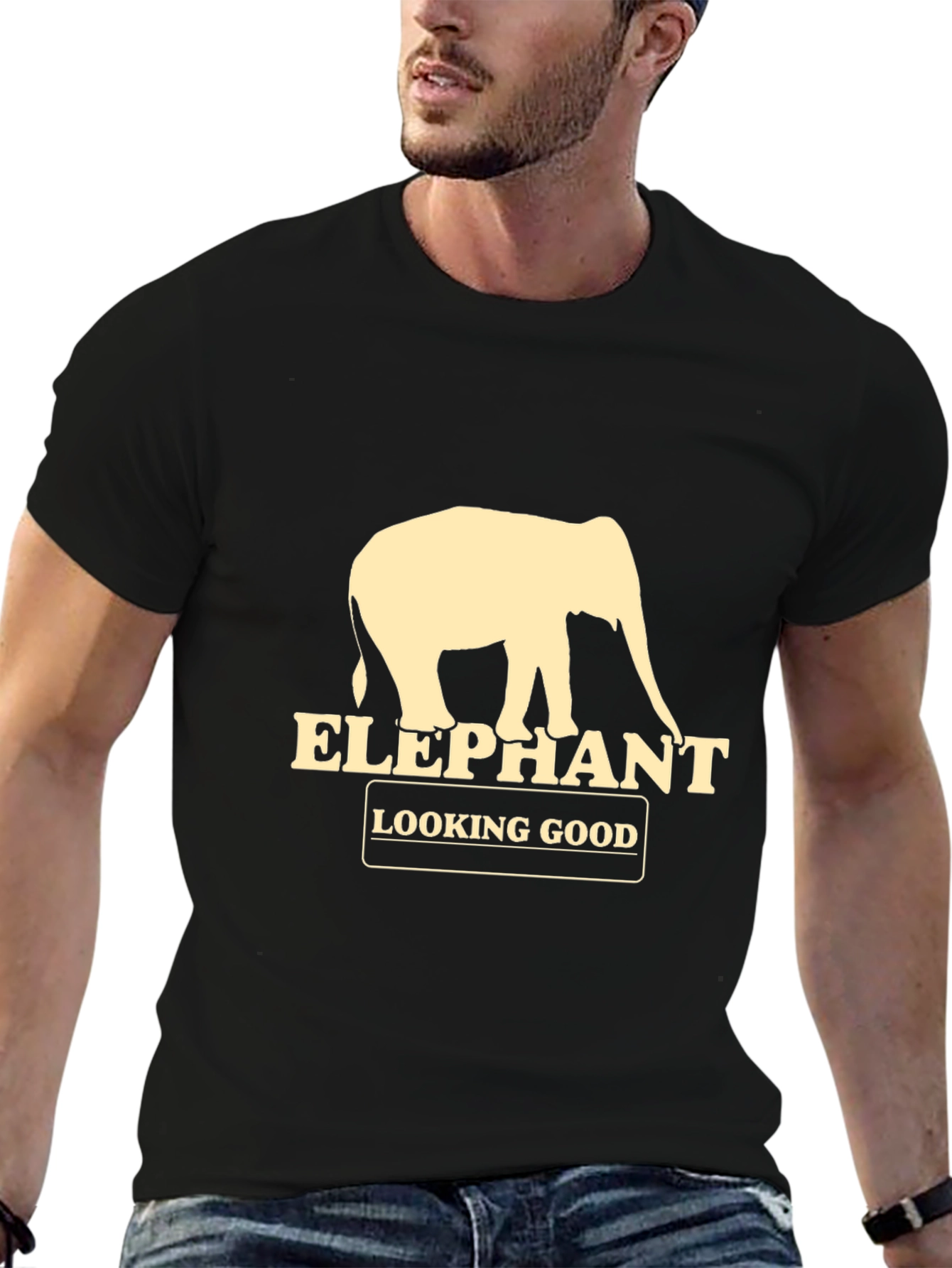 Black Elephant Looking Good Graphic Tee - Black view 6