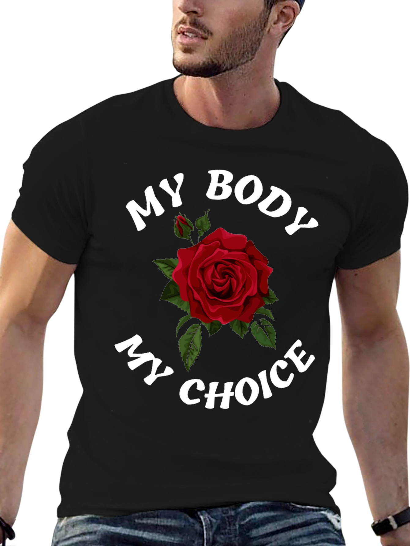 Black My Body My Choice Rose Graphic T-Shirt view 6