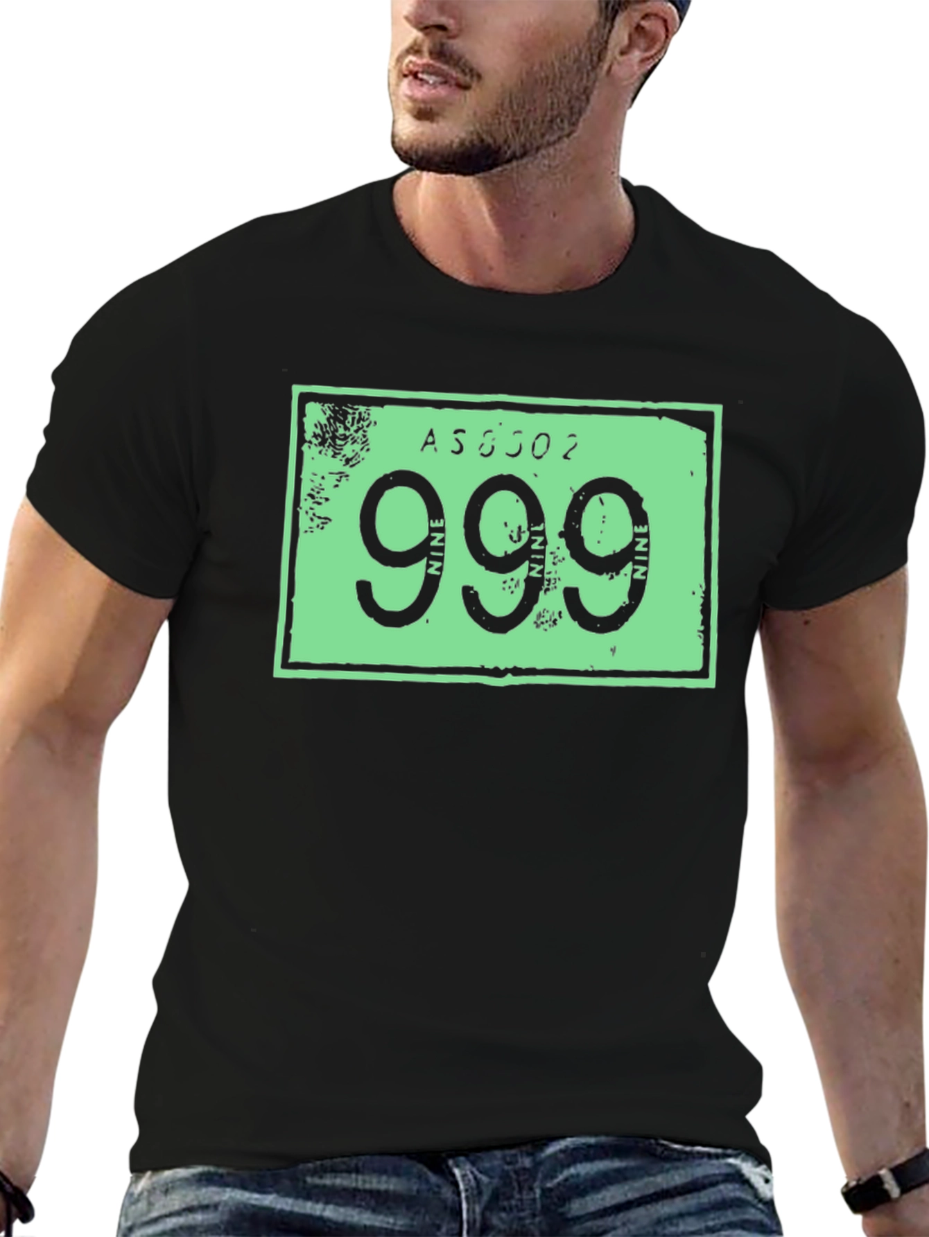 Black 999 Graphic Tee - Men's Short Sleeve Crew Neck view 6