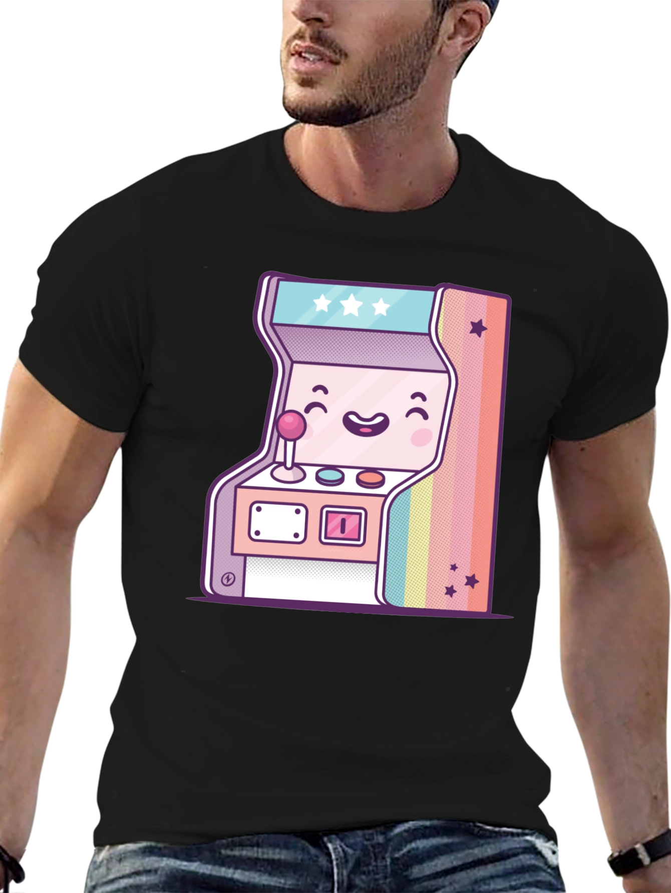 Black Kawaii Arcade Game T-Shirt - Retro Gaming Style view 6