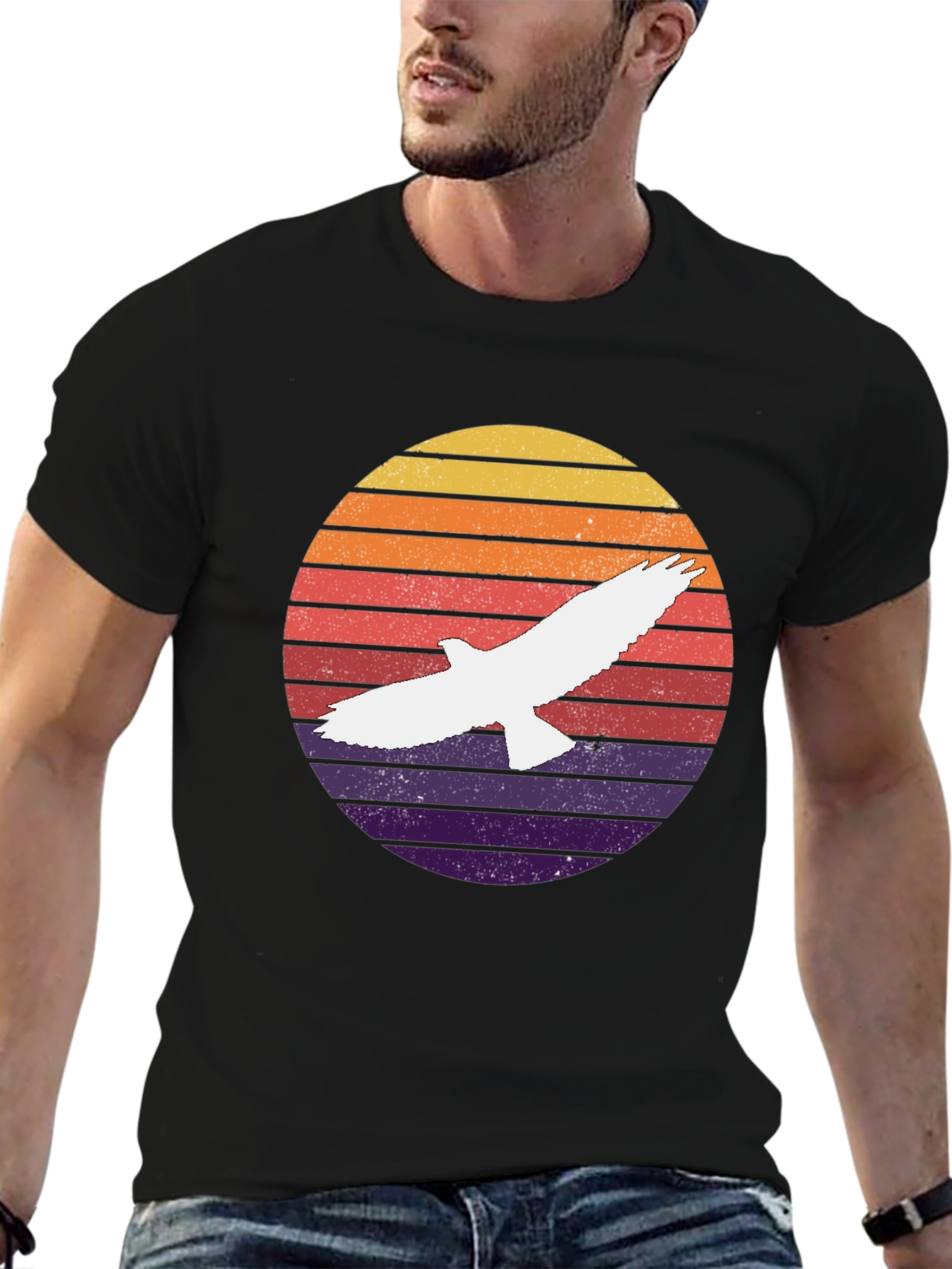 Black Retro Eagle Sunset T-Shirt view 6