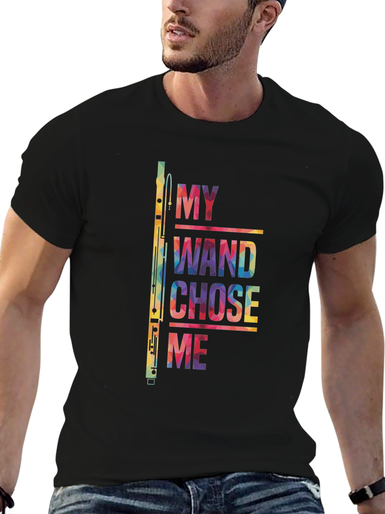 Black My Wand Chose Me T-Shirt - Musician Gift view 6