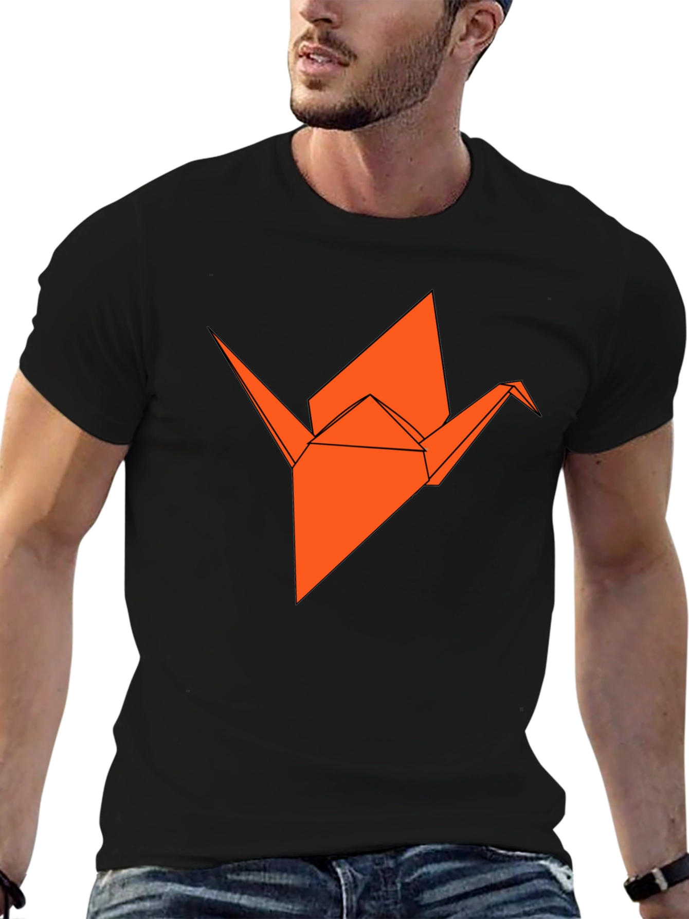 Black Origami Crane Graphic Tee - Stylish & Unique view 6