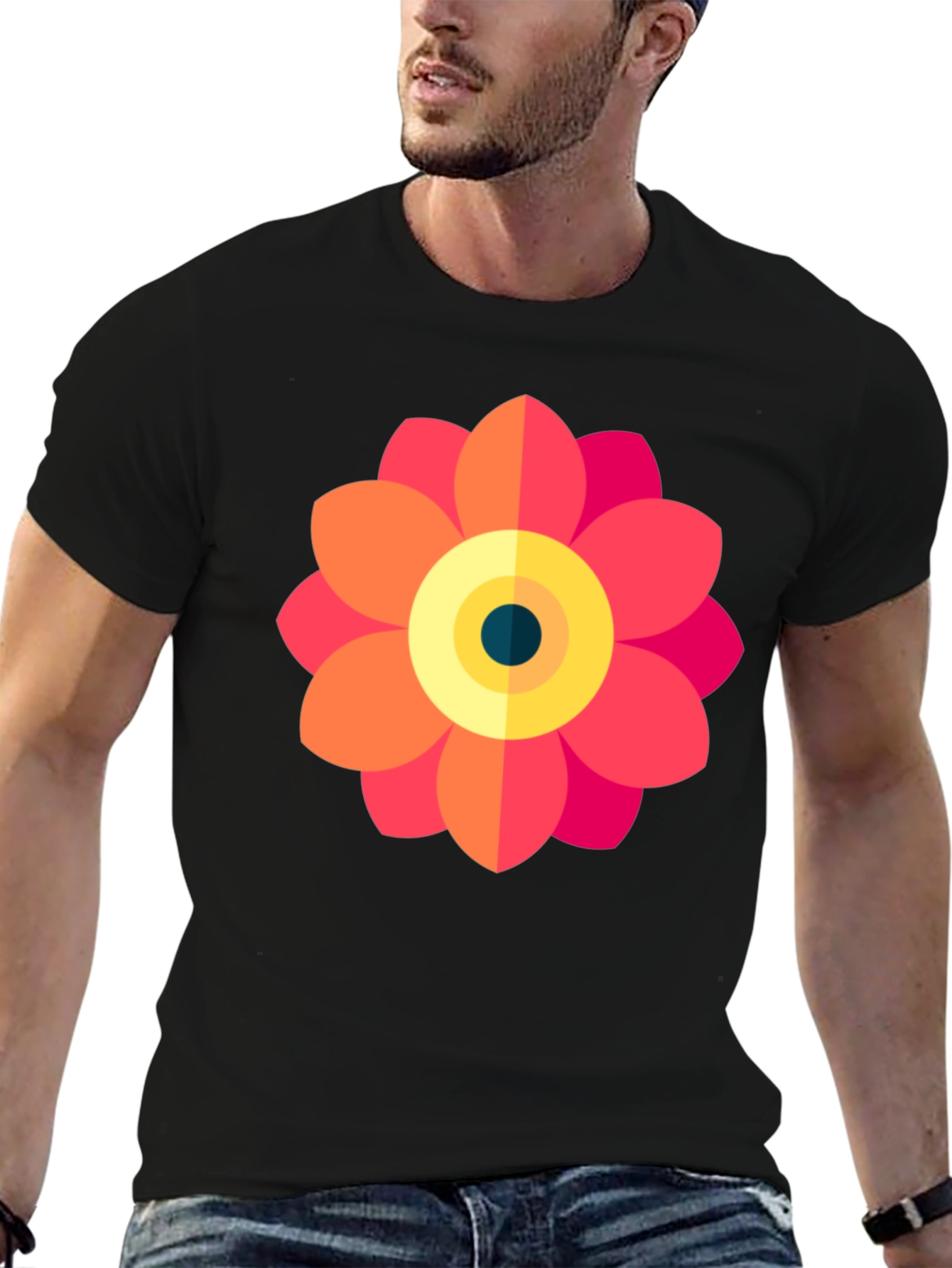 Black Floral Graphic Tee - Black Cotton Blend view 6